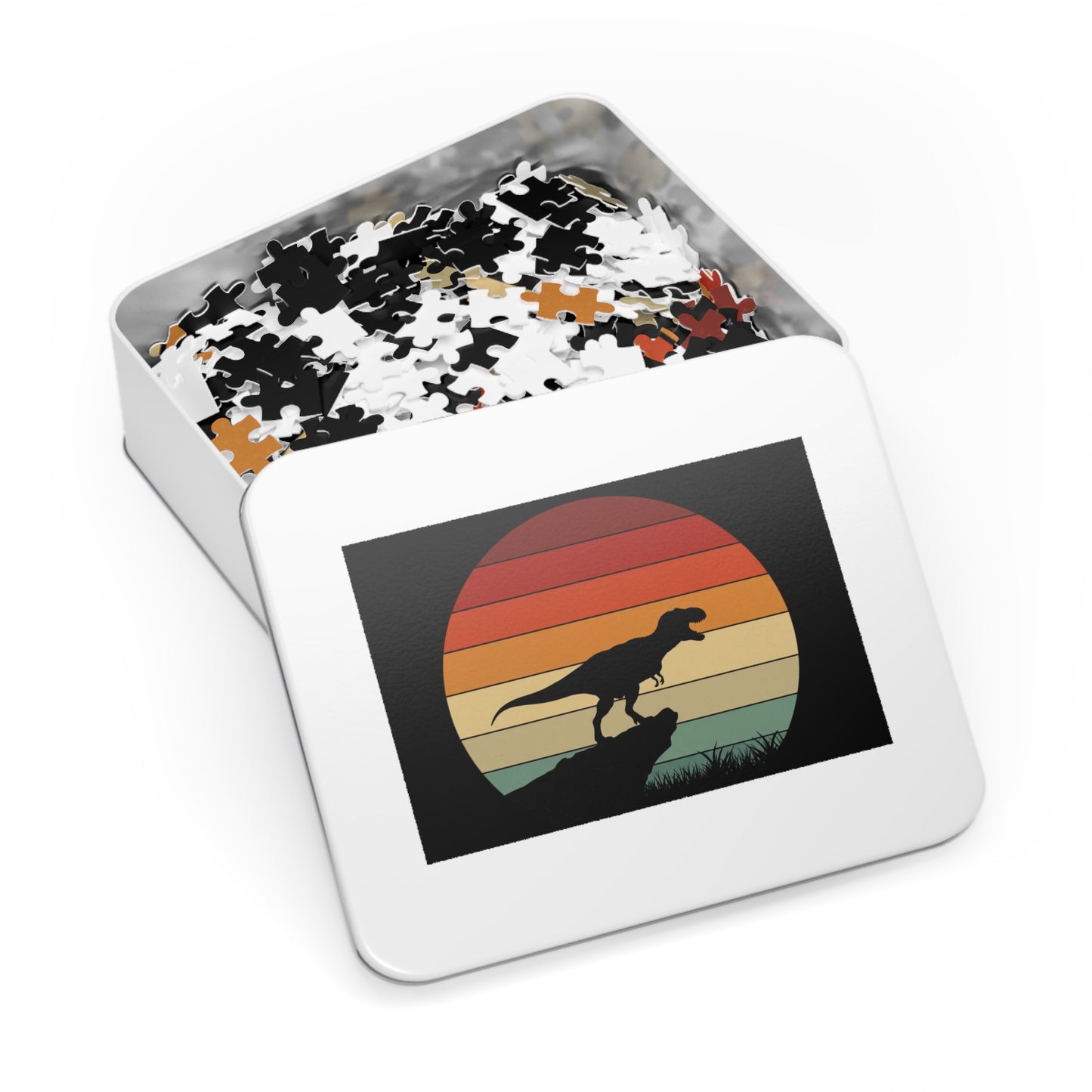 Retro Dinosaur Sunset Jigsaw Puzzle - 252-2000 pc Vintage Dino Wall Art Puzzle Gift for Adults and Kids - Unique Jurassic Game
