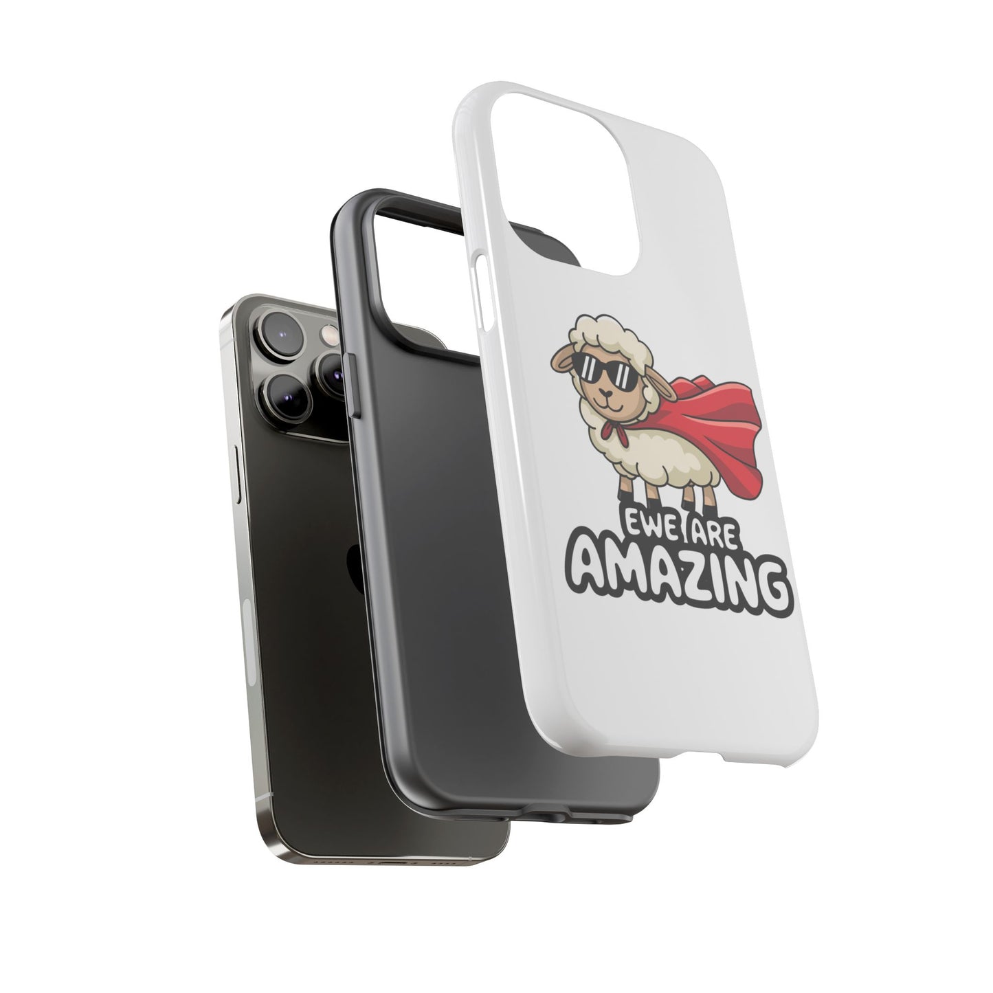 Funny iPhone Case - Cute Sheep Phone Cover - "Ewe Are Amazing" Animal Pun Gift - Motivational iPhone Case - Gift for Her or Him