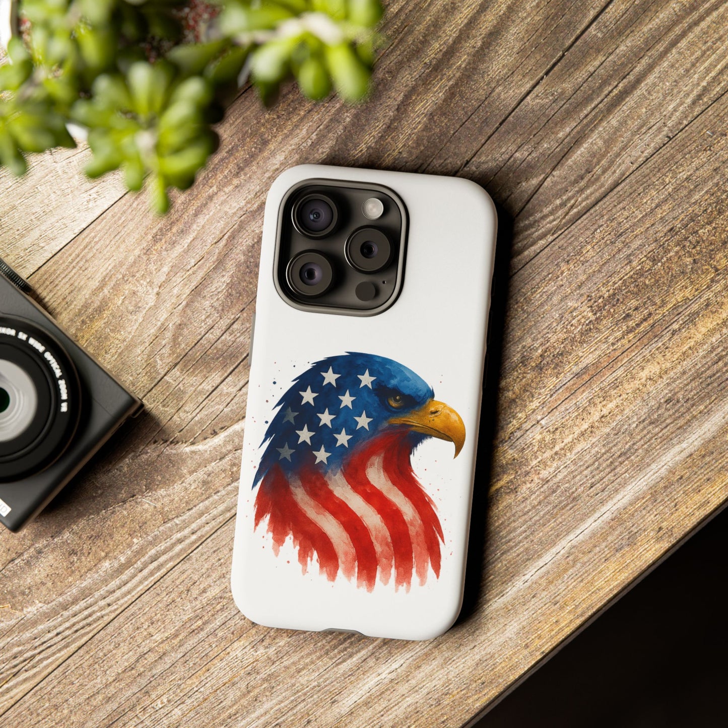 Patriotic Eagle iPhone Case - USA Flag Tough Cover, Dual-Layer Rugged Protection, 4th of July and Veteran Gift
