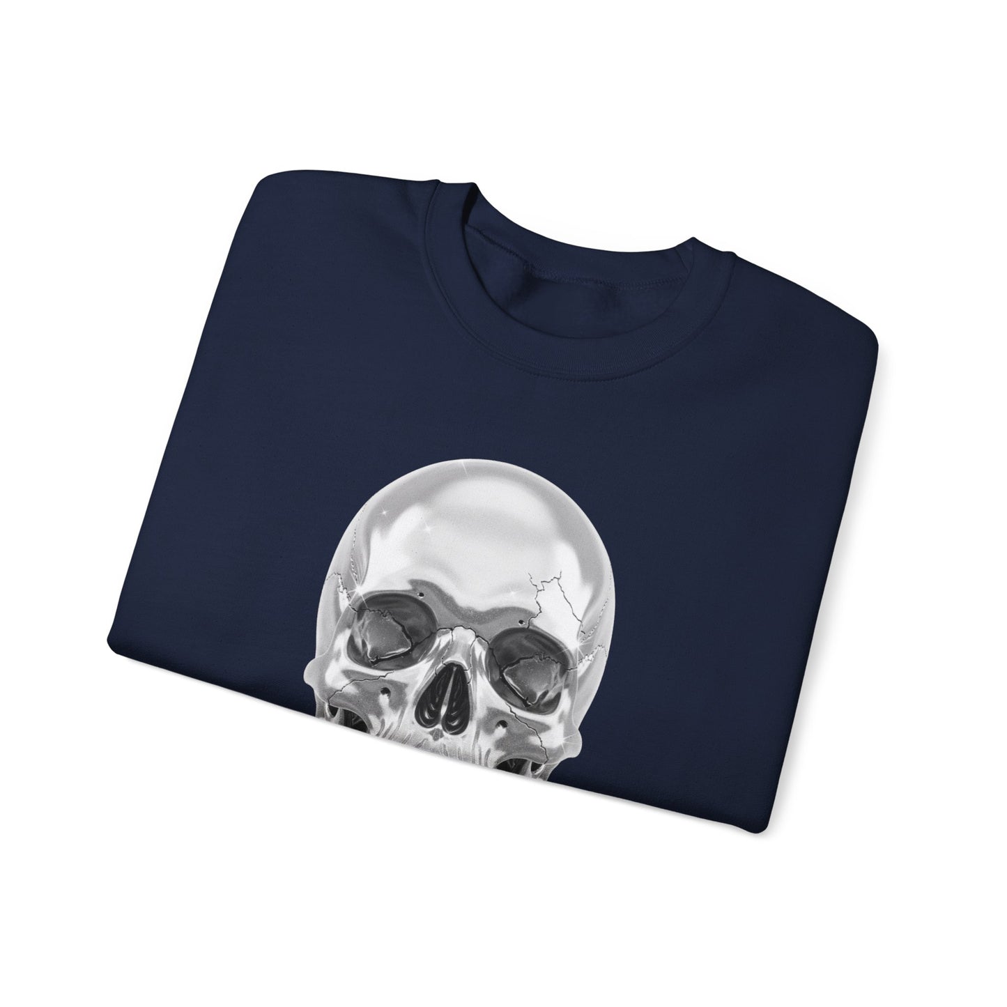 Silver Skull Sweatshirt, Gothic Skull Crewneck, Retro Skull Sweatshirt, Vintage Skull Graphic, Halloween Rock Pullover