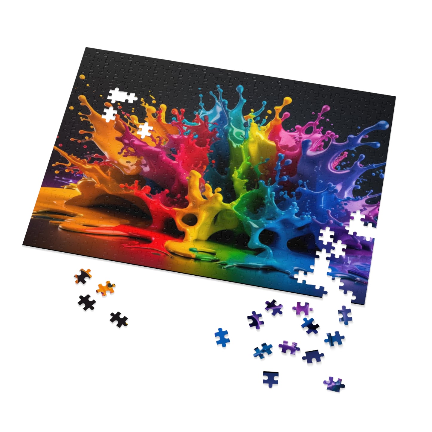 Vibrant Splash Jigsaw Puzzle with Tin - Colorful Pieces for Family Fun