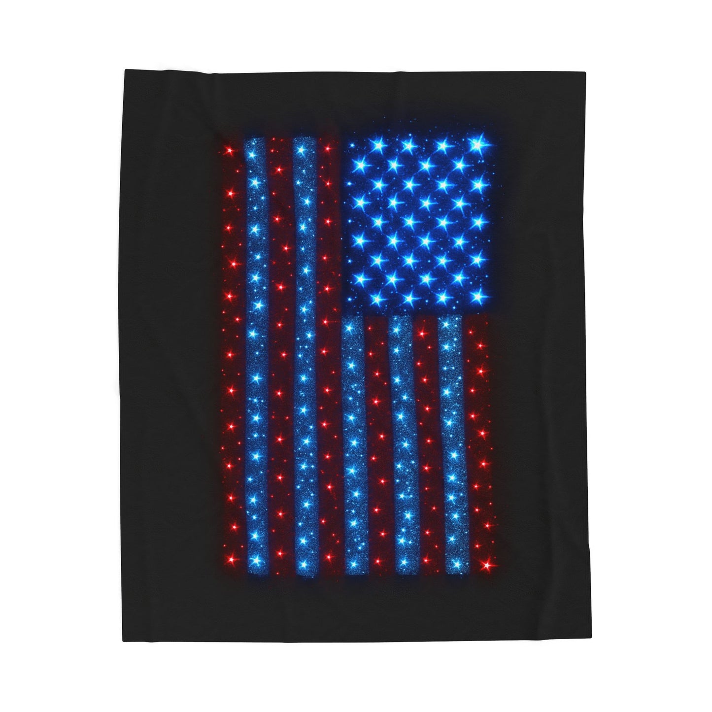 Starry Bioluminescent USA Flag Plush Blanket - Velveteen Patriotic Throw - 4th July Cozy Home Decor - Modern Stars and Stripes Throw