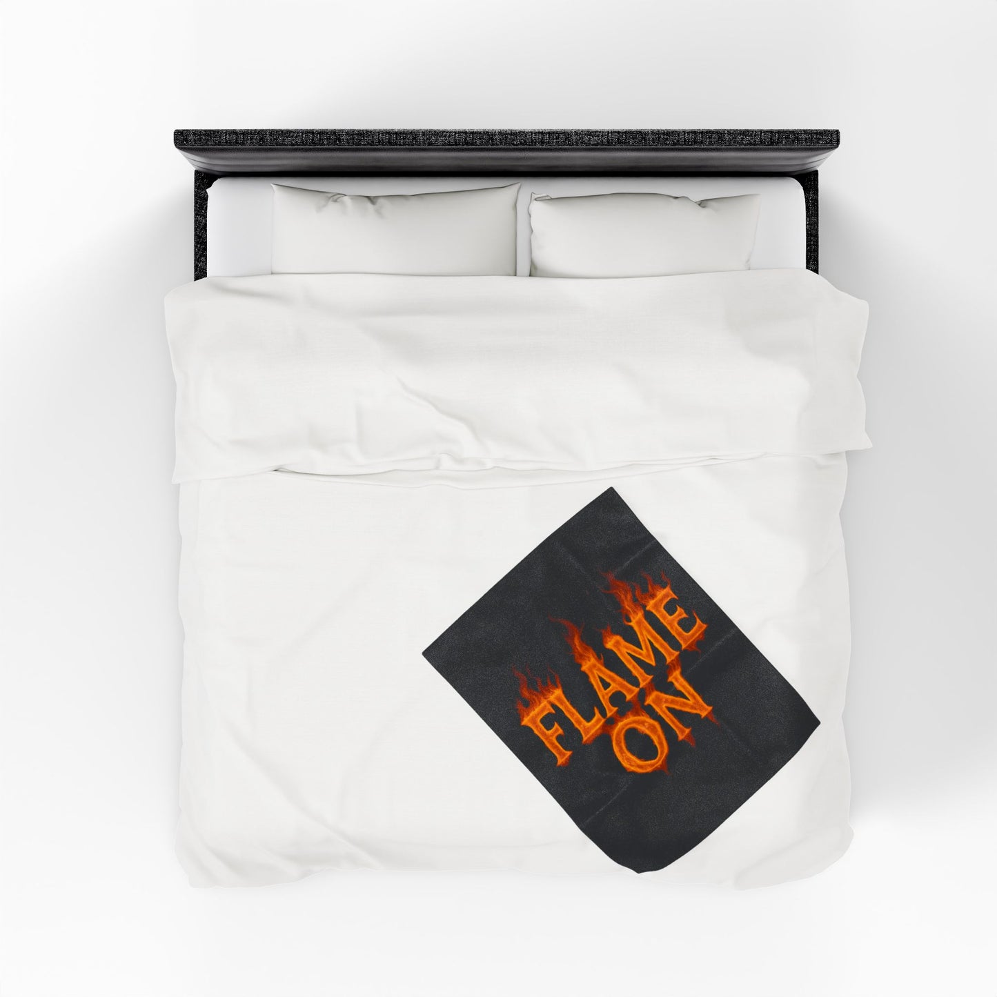 Flame On Fire Typography Blanket - Bold Flame Text Fleece Throw for Comic Fans, Cozy Fire Aesthetic Decor, Hero-Inspired Bedding Gift