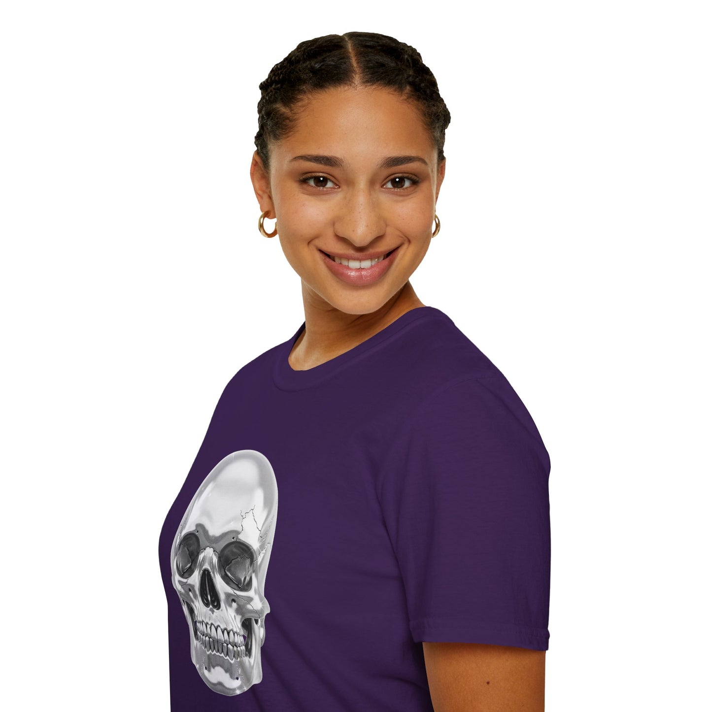 Chrome Skull Graphic Tee - Edgy Metallic Skull Shirt - Retro Rock Vibe, Dark Aesthetic, Unisex Cool Gift - Trendy Fashion Statement Top