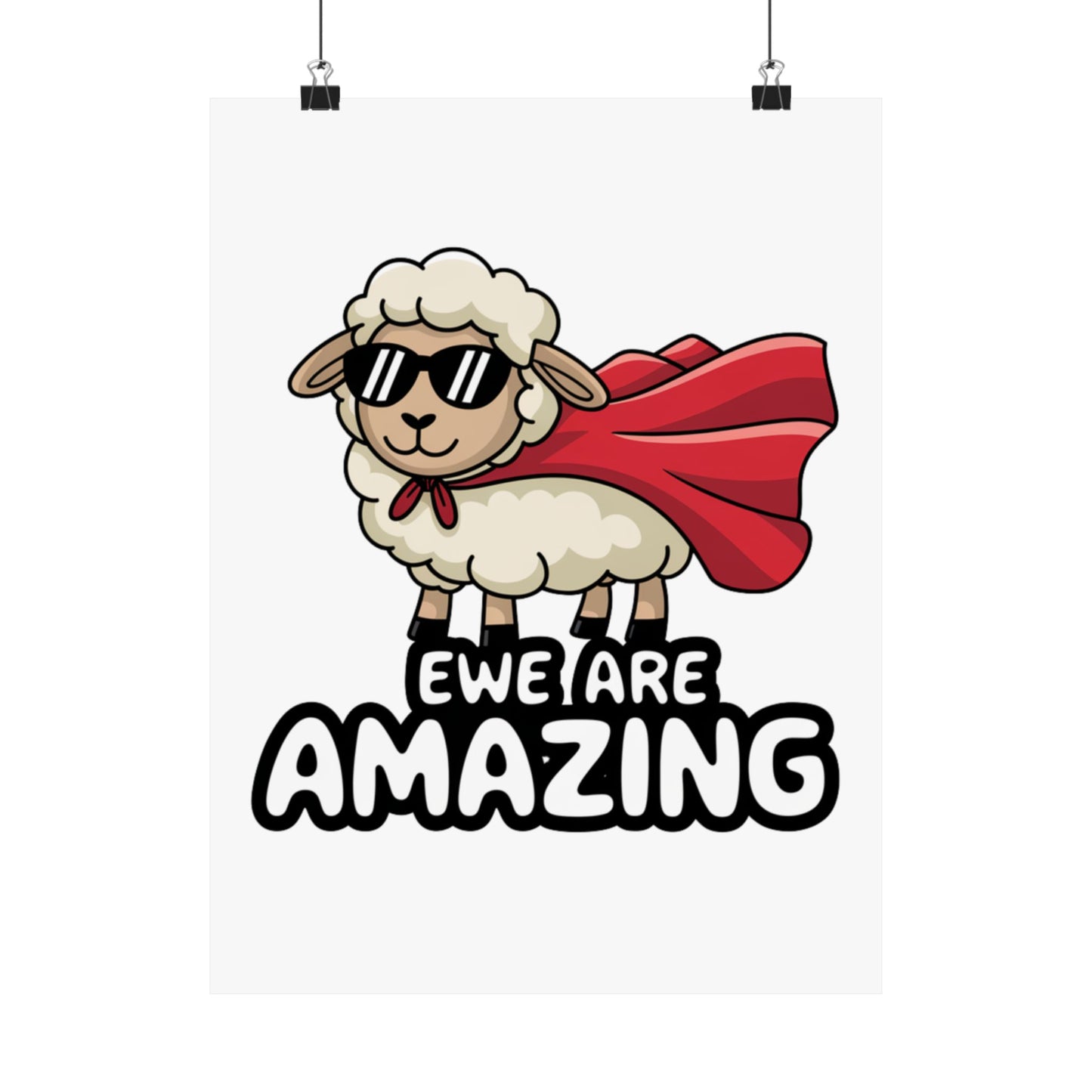 Funny Sheep Poster – “Ewe Are Amazing” Wall Art, Cute Animal Pun Print for Classroom, Kids Room, or Office Decor
