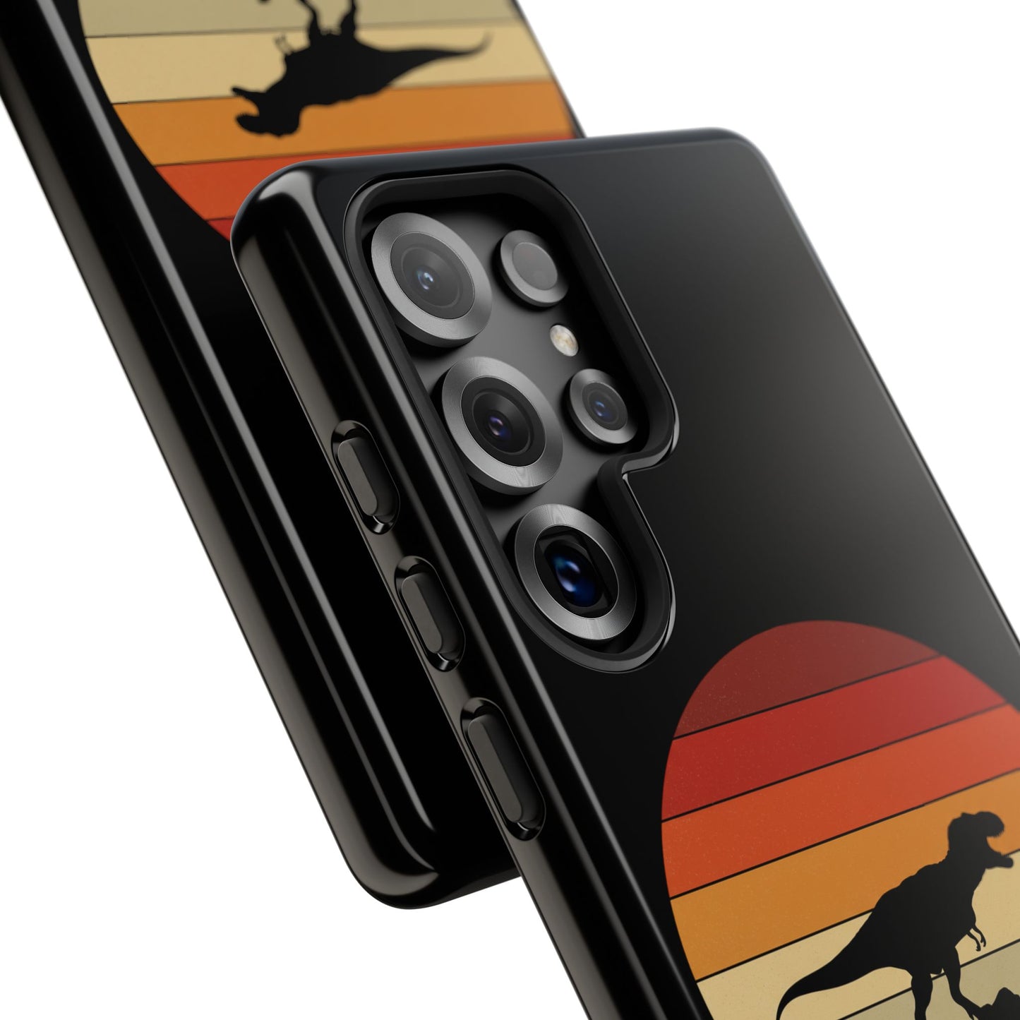 Retro Sunset Dinosaur Samsung Case | T-Rex Silhouette Vintage Gradient Cover for Galaxy S25/S24/S23 Series Dinosaur Phone Case