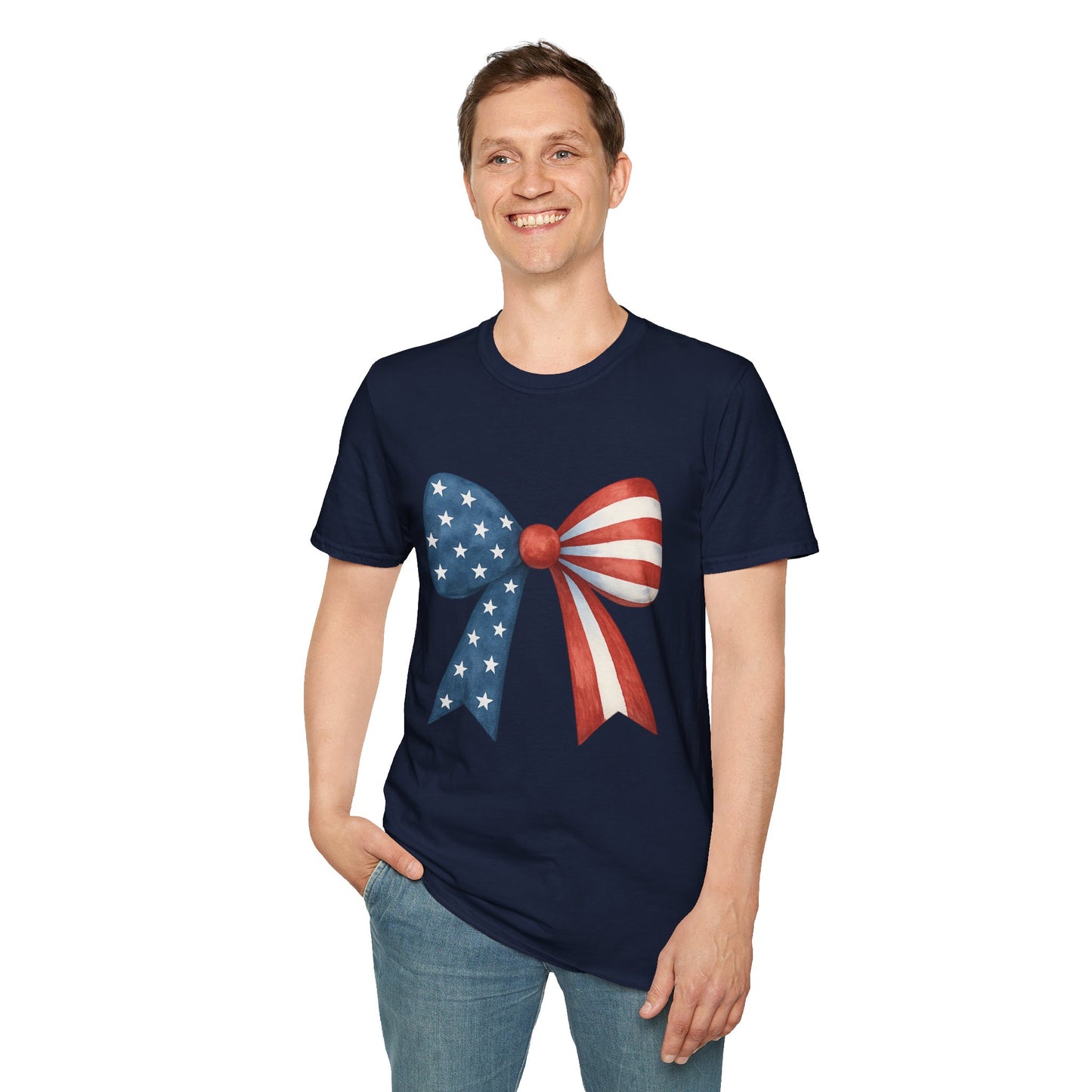 Patriotic Bow USA T-Shirt | 4th of July Shirt | American Flag Bow Tee | Independence Day Shirt | July 4th Graphic Tee | USA Pride Shirt