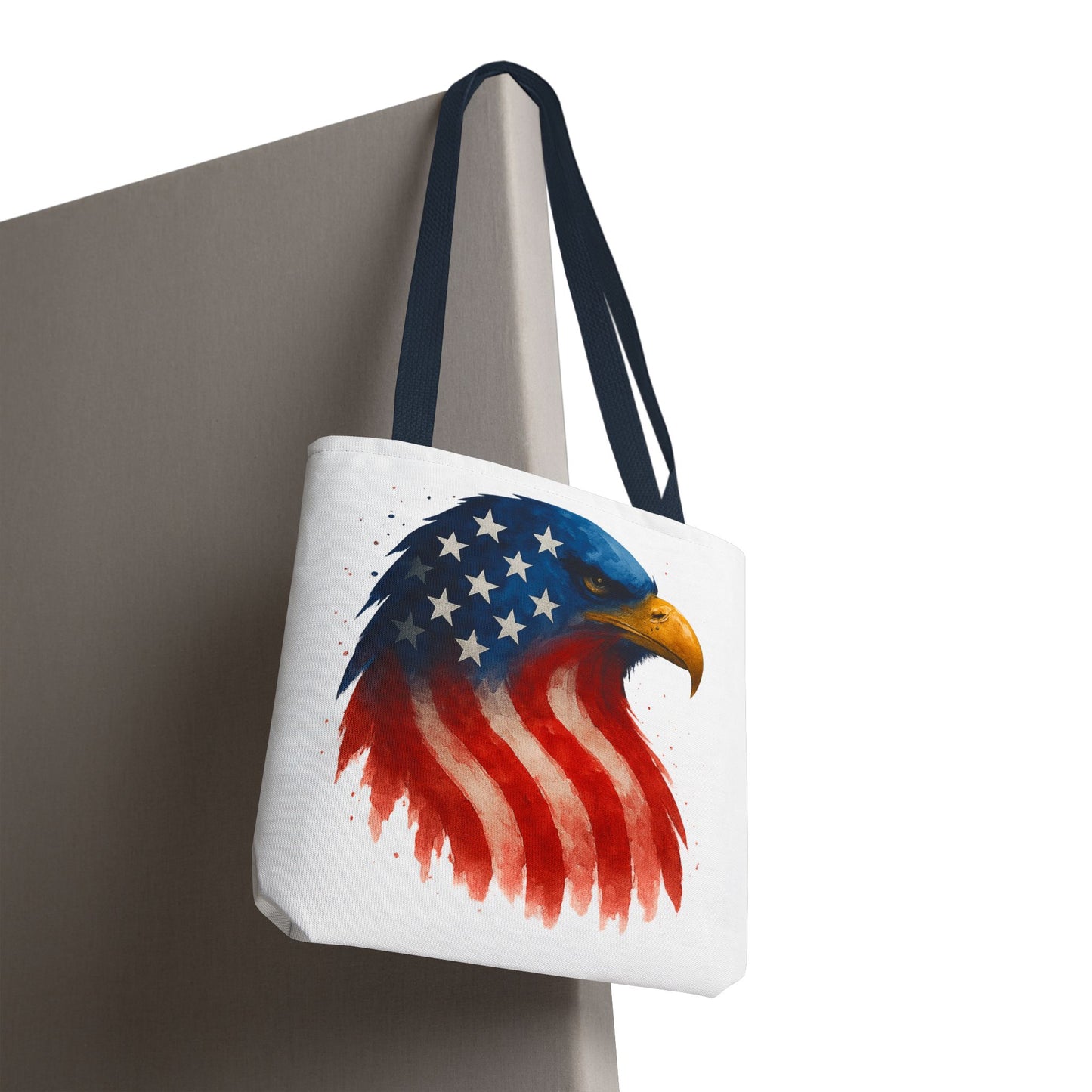 Patriotic Eagle Tote Bag USA Flag Canvas Carryall - Eco-Friendly Independence Day, Memorial Day Gift for Veterans, Reusable Shopping Bag