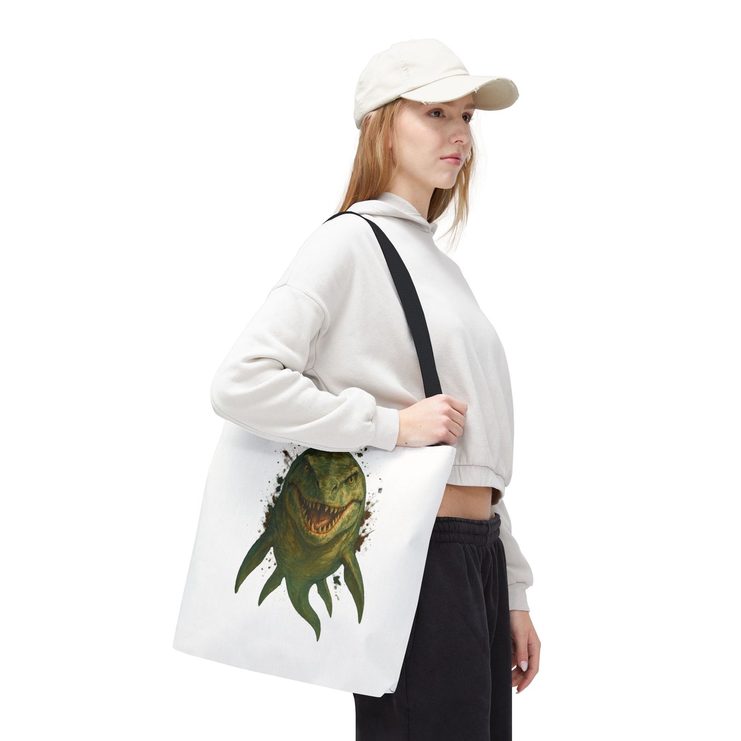 Watercolor Mosasaurus Tote Bag - Prehistoric Sea Monster Art, Dinosaur Ocean Reptile Gift, Eco Canvas Bag for Dino and Marine Fans