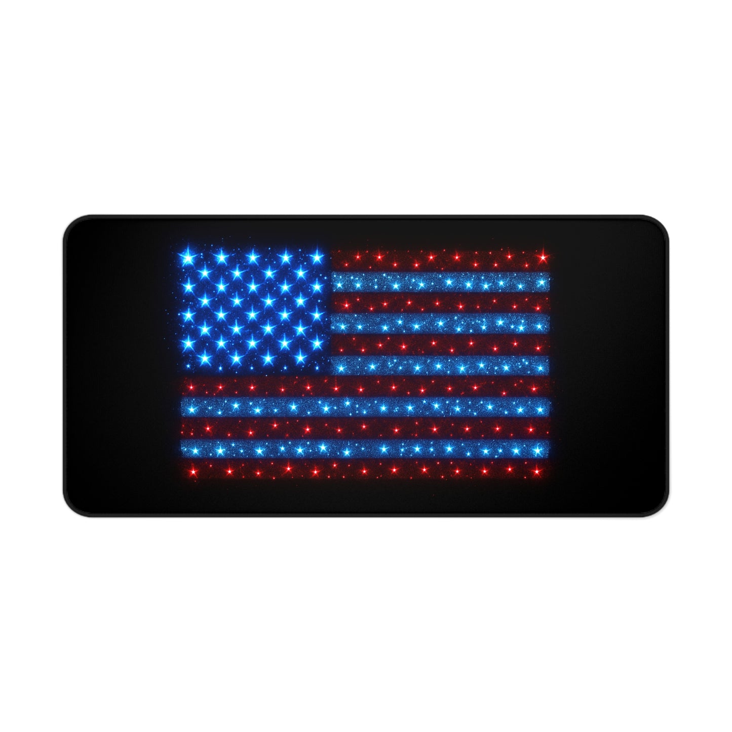 Bioluminescent USA Flag Desk Mat | Neon Patriotic Mouse Pad - XL Desk Mat Aesthetic for Home Office, Veteran and 4th of July Gift
