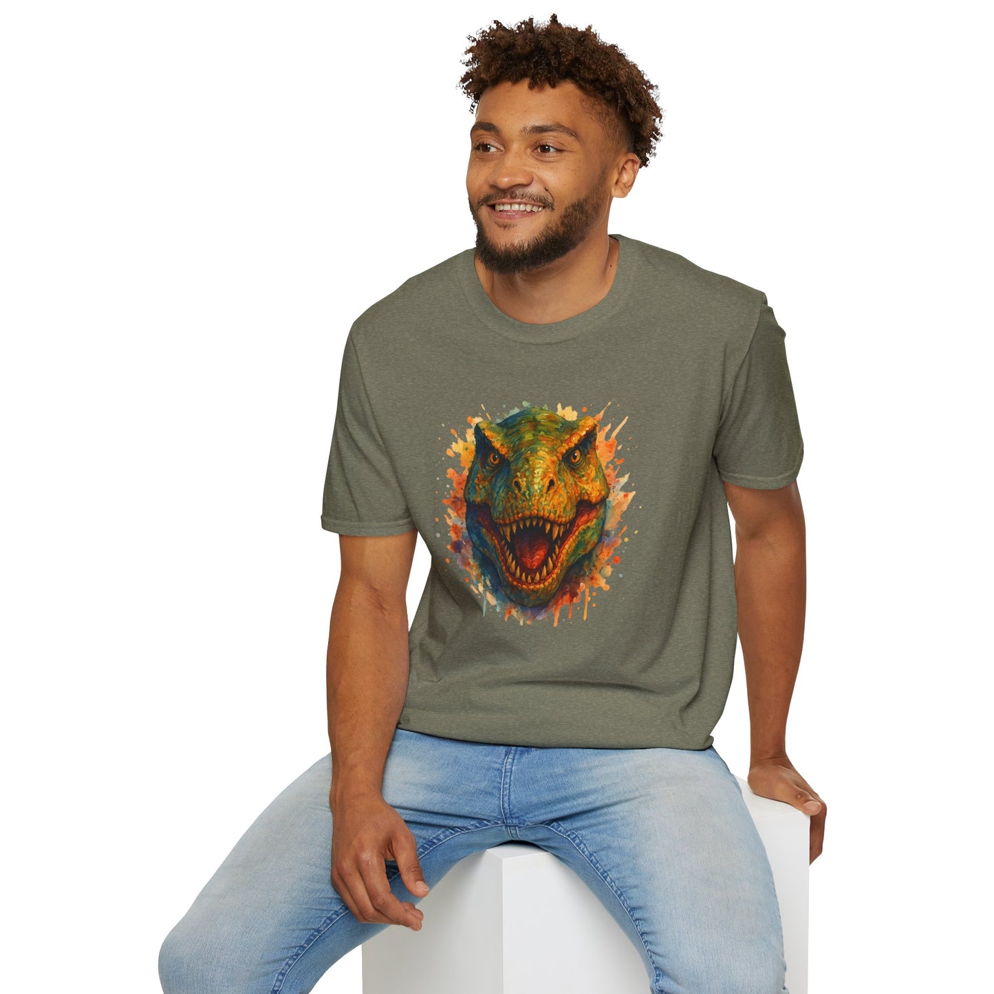 Watercolor T-Rex T-Shirt | Psychedelic Dinosaur Tee | Prehistoric Rainbow Dino Gift | Unisex Cotton Graphic Shirt Jurassic Tee
