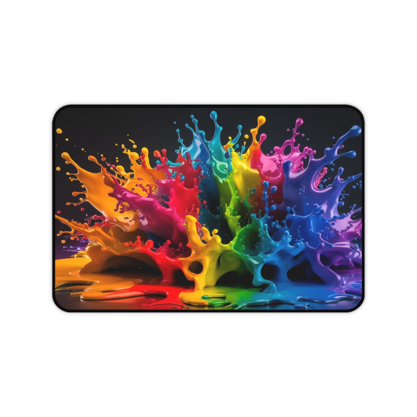 Color Splash Desk Mat – Vibrant Rainbow Paint Splash Mouse Pad, Large Non-Slip Gaming Mat, Artistic Desk Pad, Creative Office Decor