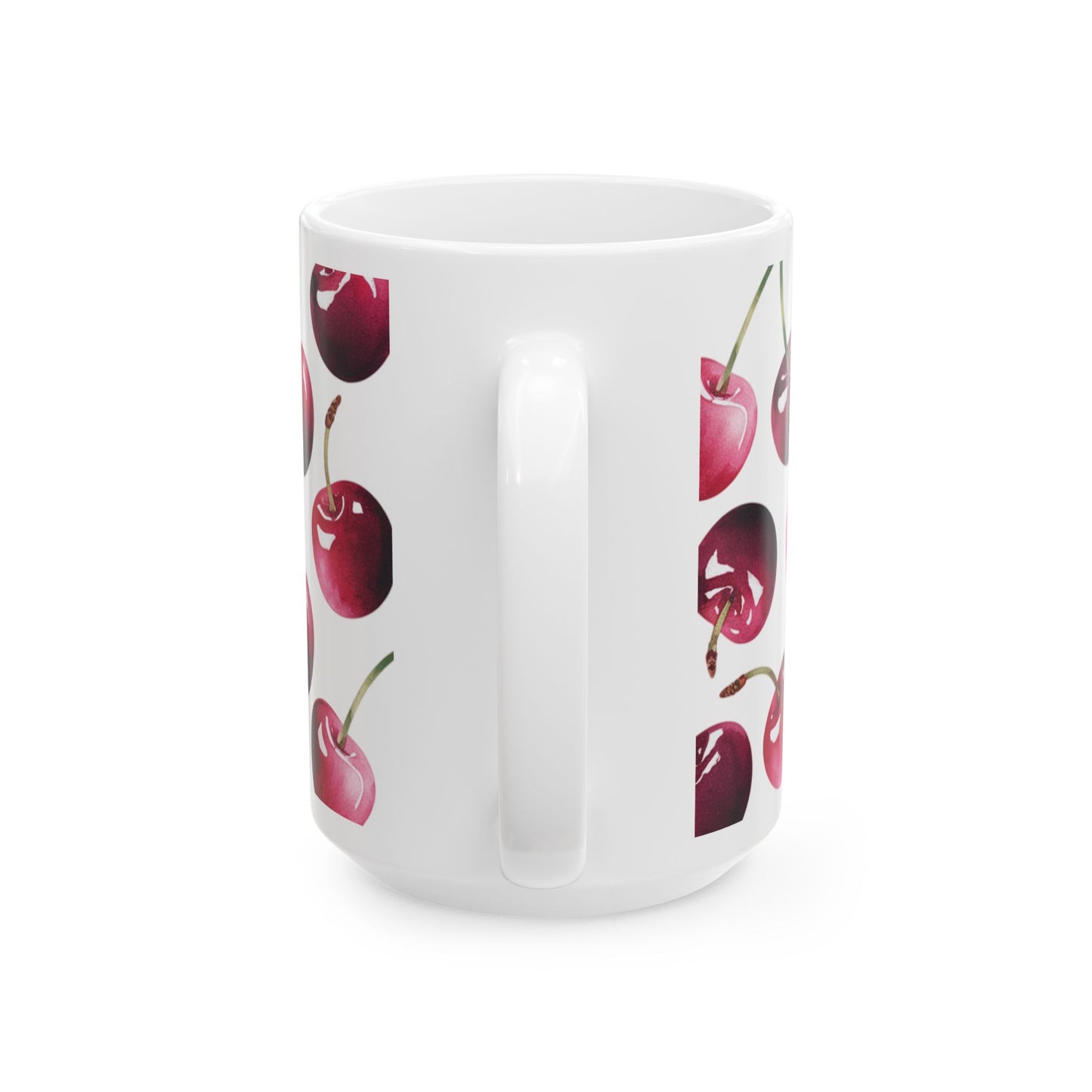 Cherry Pattern Ceramic Coffee Mug – Retro Fruit Cherry Mug, Aesthetic Coquette Cherry Design, Cottagecore Kitchen Gift 11oz & 15oz