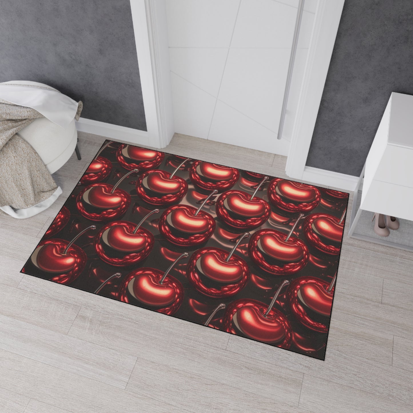Floor Mat - Shiny Red Cherries Design