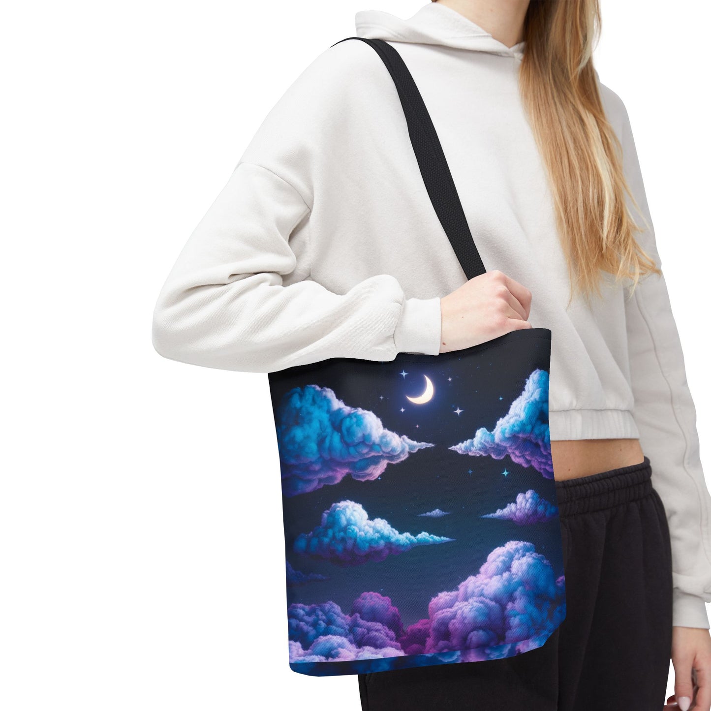 Dreamy Moon & Clouds Tote Bag • Celestial Night Sky Tote • Boho Moon Cloud Tote • Eco-Friendly Cosmic Art Tote • Gift for Stargazers