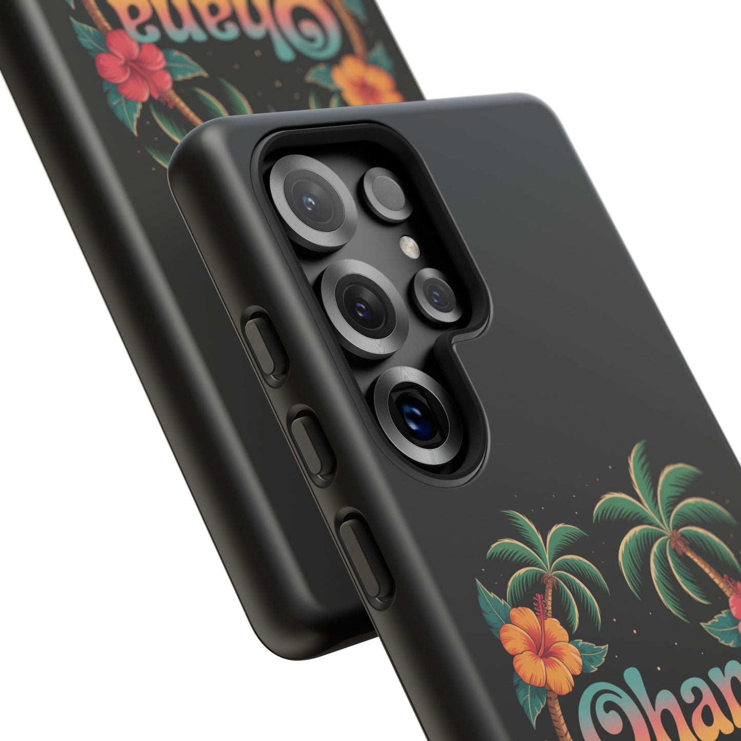 Tropical Ohana Samsung Case - Summer Beach Phone Cover - Hawaiian Palm & Hibiscus Design - Rugged & Glossy Protector for Galaxy
