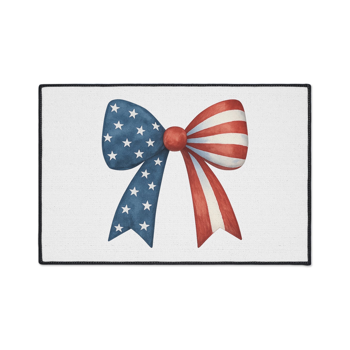 Patriotic Bow Door Mat | 4th of July Mat | American Flag Doormat | USA Stars Stripes Rug | July 4th Entryway Decor | Red White Blue Rug