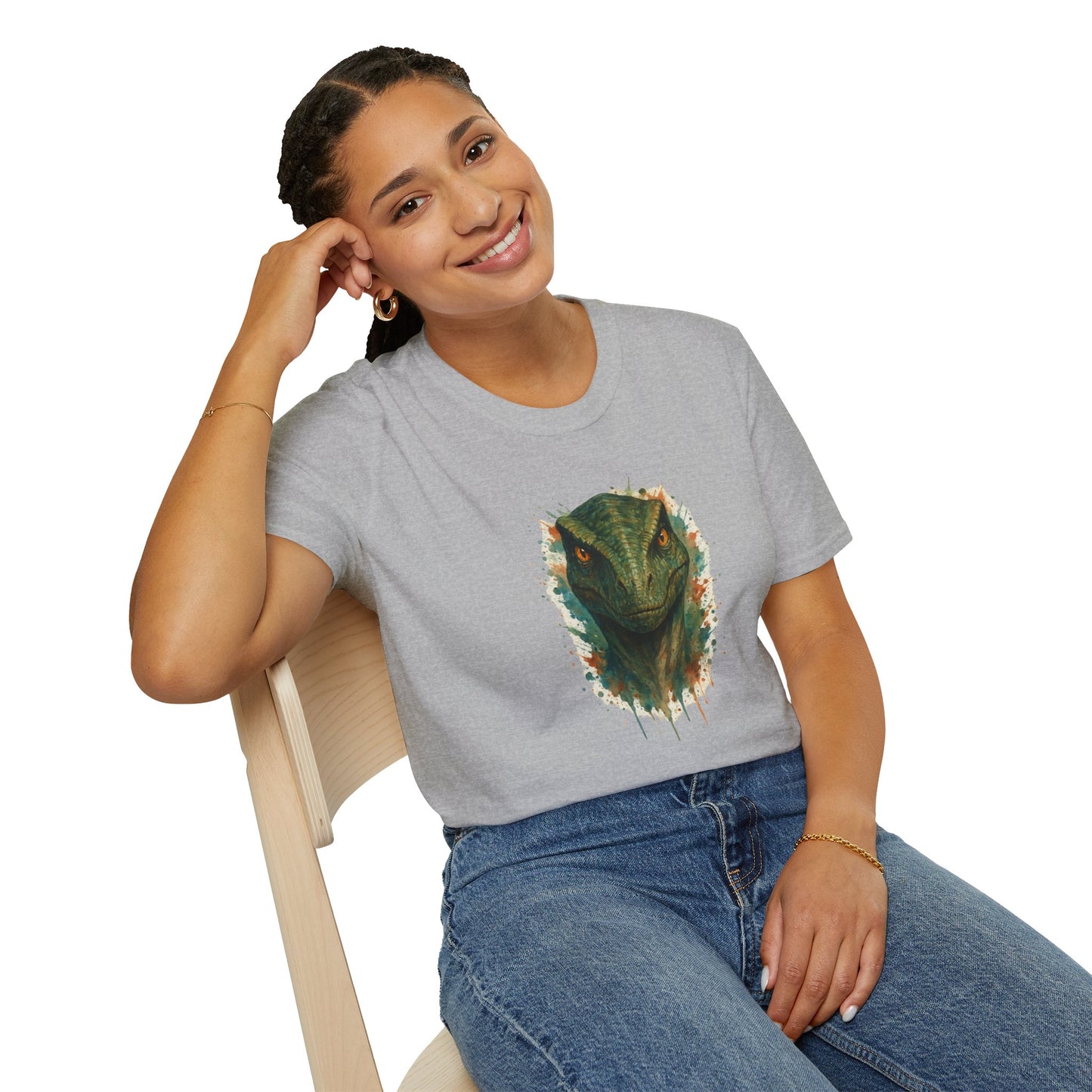 Watercolor Velociraptor T-Shirt | Dinosaur Lover Gift | Artistic Paleo Tee - Unique Dino Art Tee for Men Women Jurassic Apparel