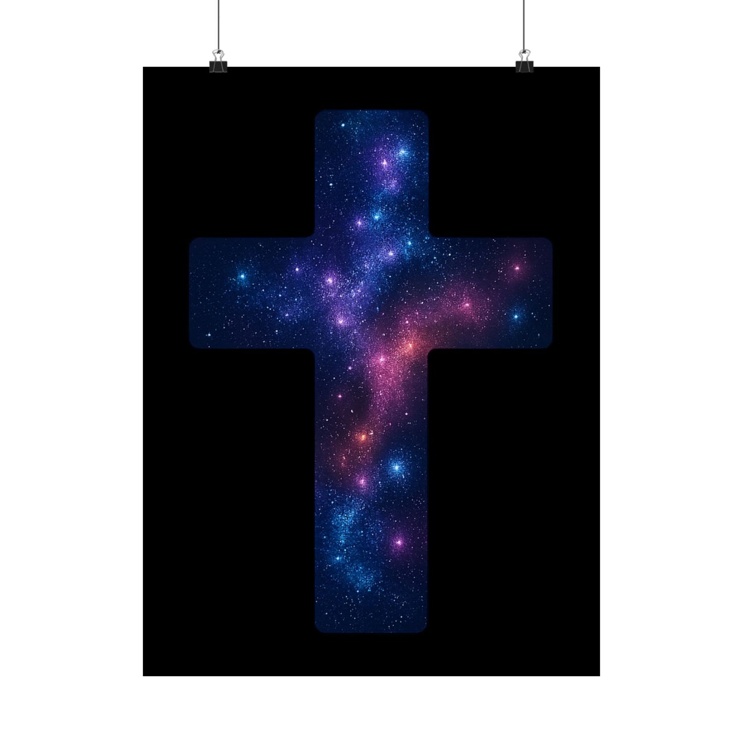 Vertical Poster - Galactic Cross Design Christian Poster Spiritual Decor Religious Art Faith Based Decoration Gift for Believers