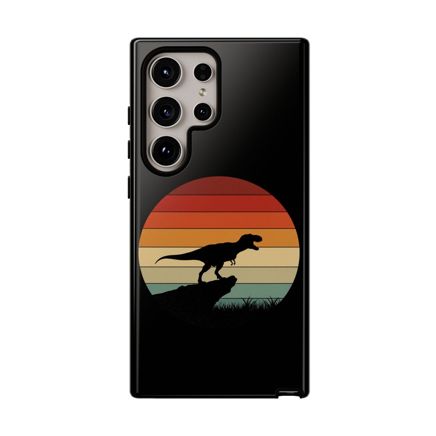 Retro Sunset Dinosaur Samsung Case | T-Rex Silhouette Vintage Gradient Cover for Galaxy S25/S24/S23 Series Dinosaur Phone Case