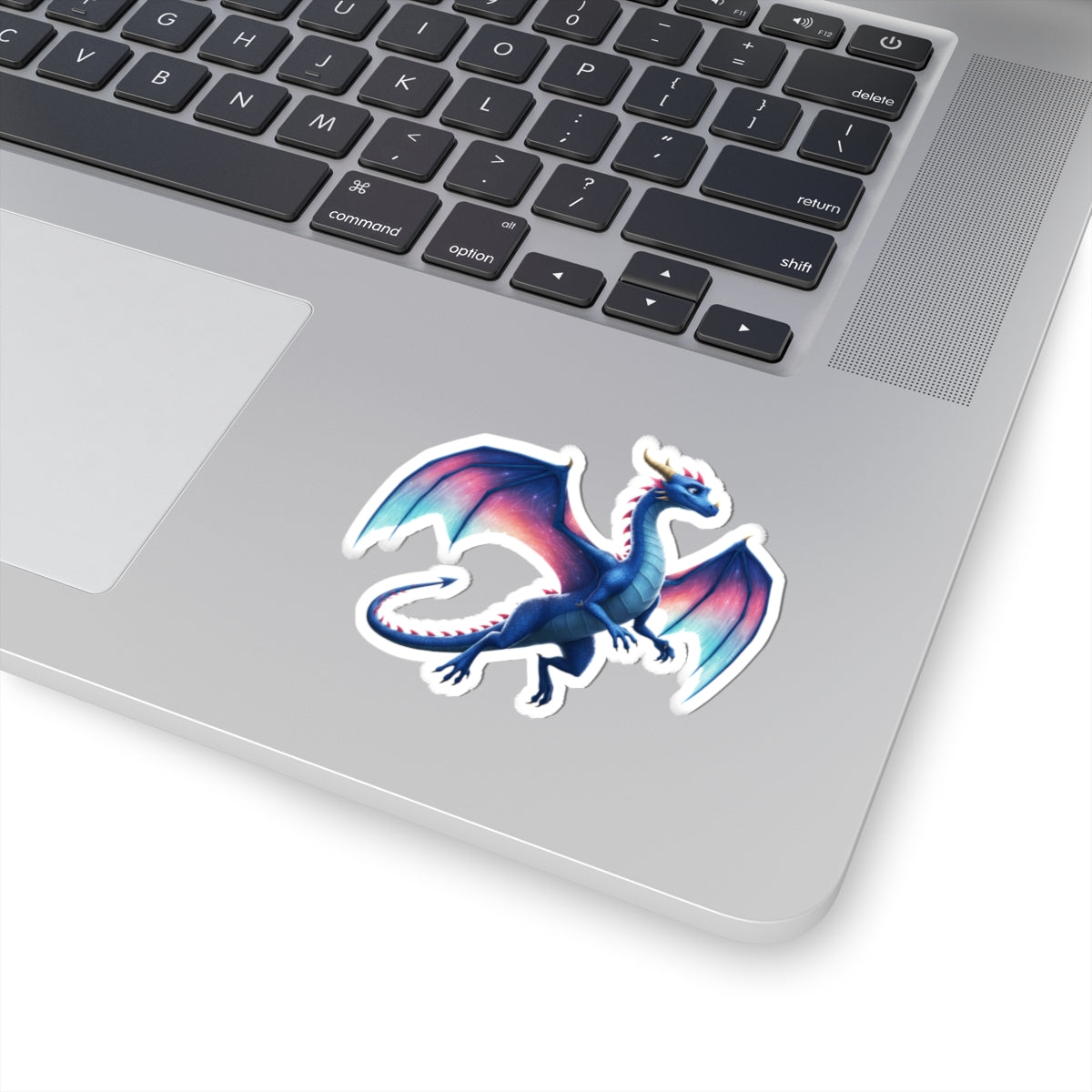 Elegant Blue and Pink Fantasy Dragon Vinyl Sticker - Waterproof Laptop Kiss-Cut Decal for Dragon Lovers, DnD Gifts & Planner Decor