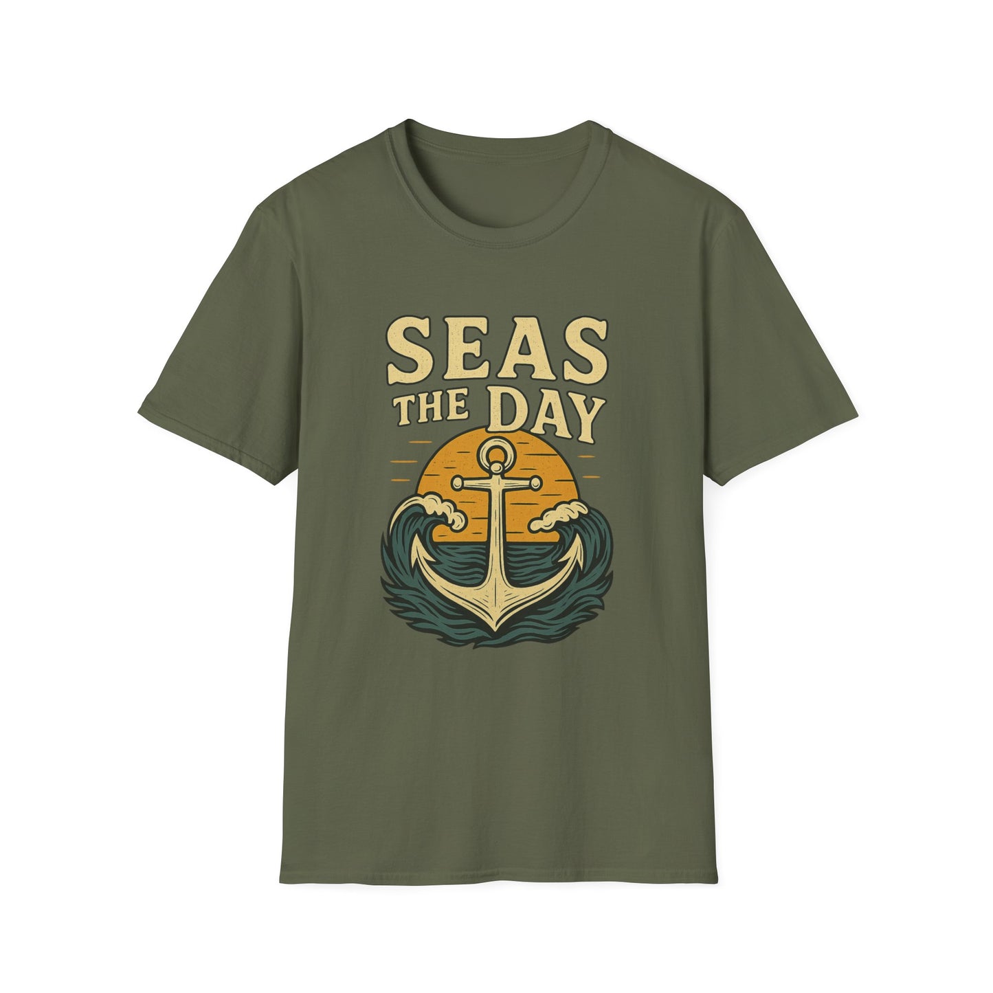 Seas the Day Shirt – Nautical Anchor Ocean Tee | Coastal Beach Graphic T-Shirt | Funny Seaside Pun Gift | Unisex Summer Travel Top