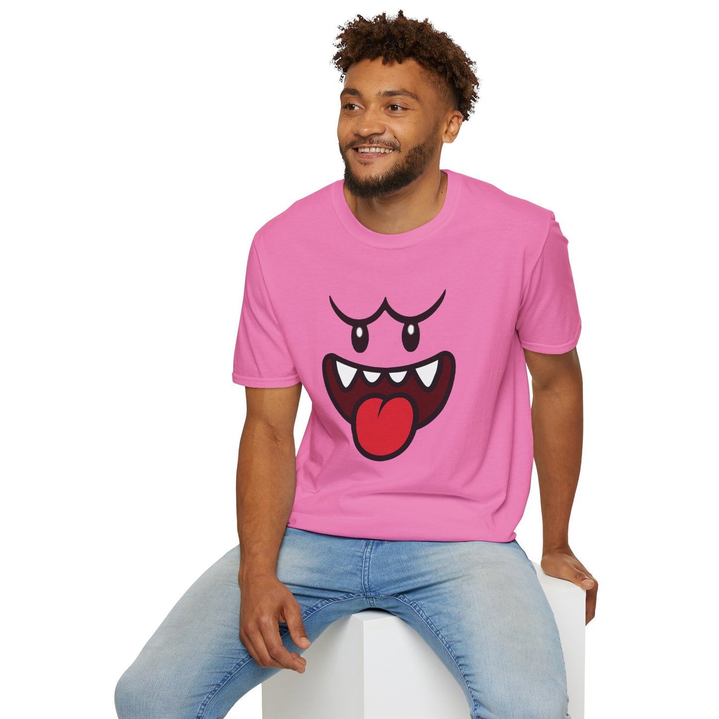 Ghost Face Graphic T-Shirt – Funny Spooky Cute Retro Halloween Tee, Y2K Nostalgia Bold Design, Soft Cotton, Fall Gift Shirt