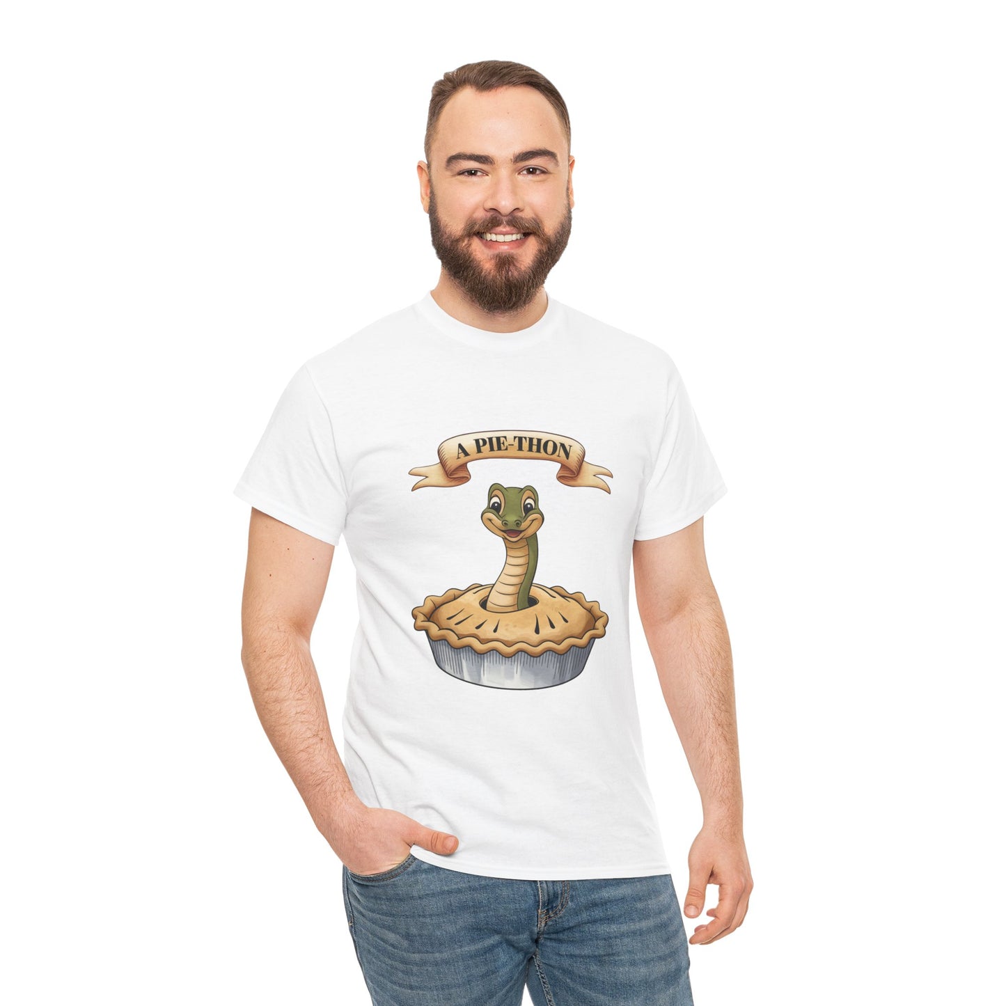 A Pie-Thon Funny Snake Pun Shirt – Cute Animal Joke T-Shirt – Quirky Graphic Tee for Pun Lovers, Reptile Fans, and Unique Gift Ideas
