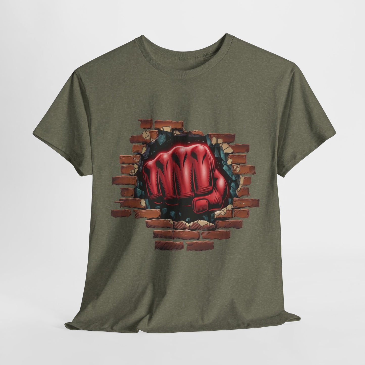 Impact Fist Graphic T-Shirt – Punch Through Brick Wall Design | Bold Streetwear Tee for Fighters, Gym & Edge-Lovers
