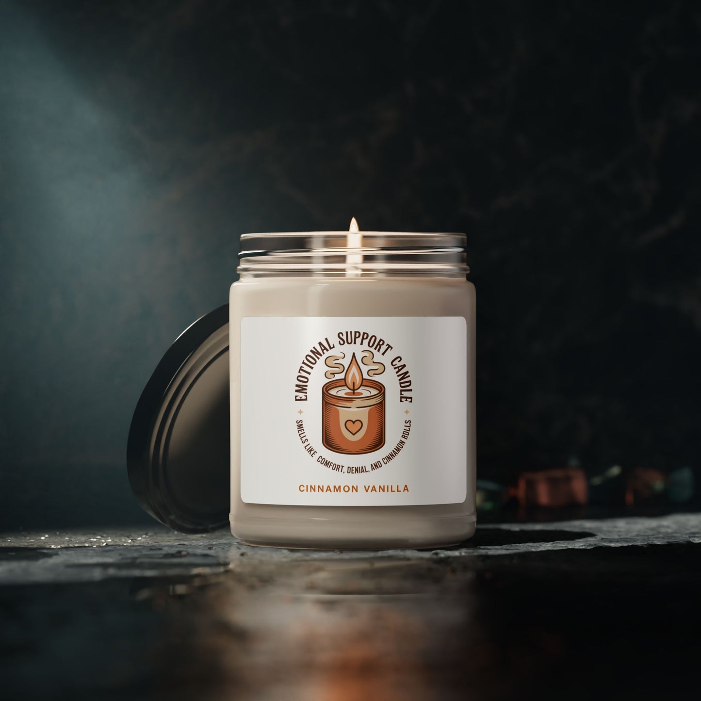 Emotional Support Candle, Cinnamon Vanilla Scented Soy Candle, Cozy Aromatherapy Jar Candle, Relaxation And Self-Care Gift For Home