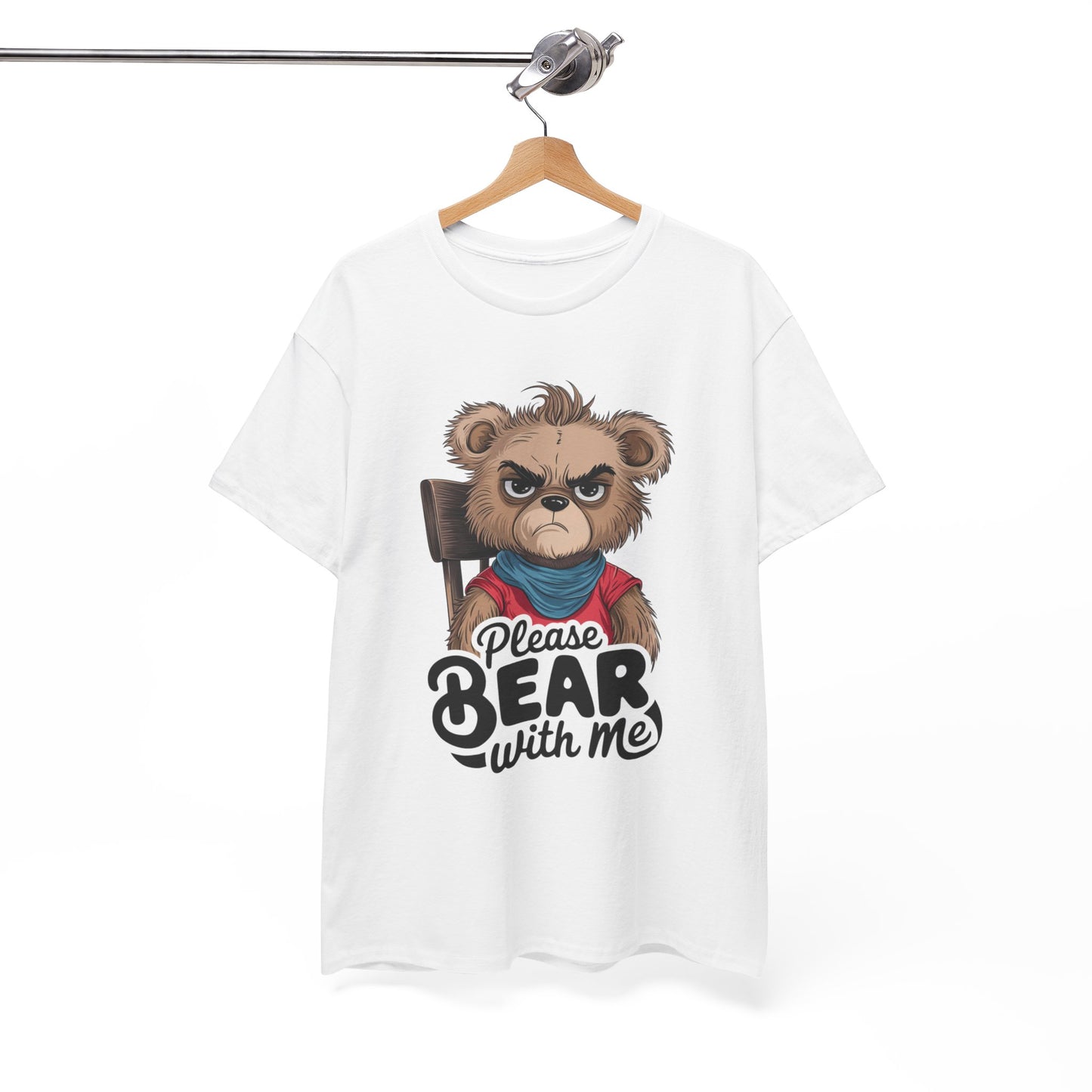 Grumpy Bear Graphic Tee – Please Bear With Me Shirt – Funny Animal T‑shirt – Sarcastic Humor Gift – Cute Bear Meme Art Tee