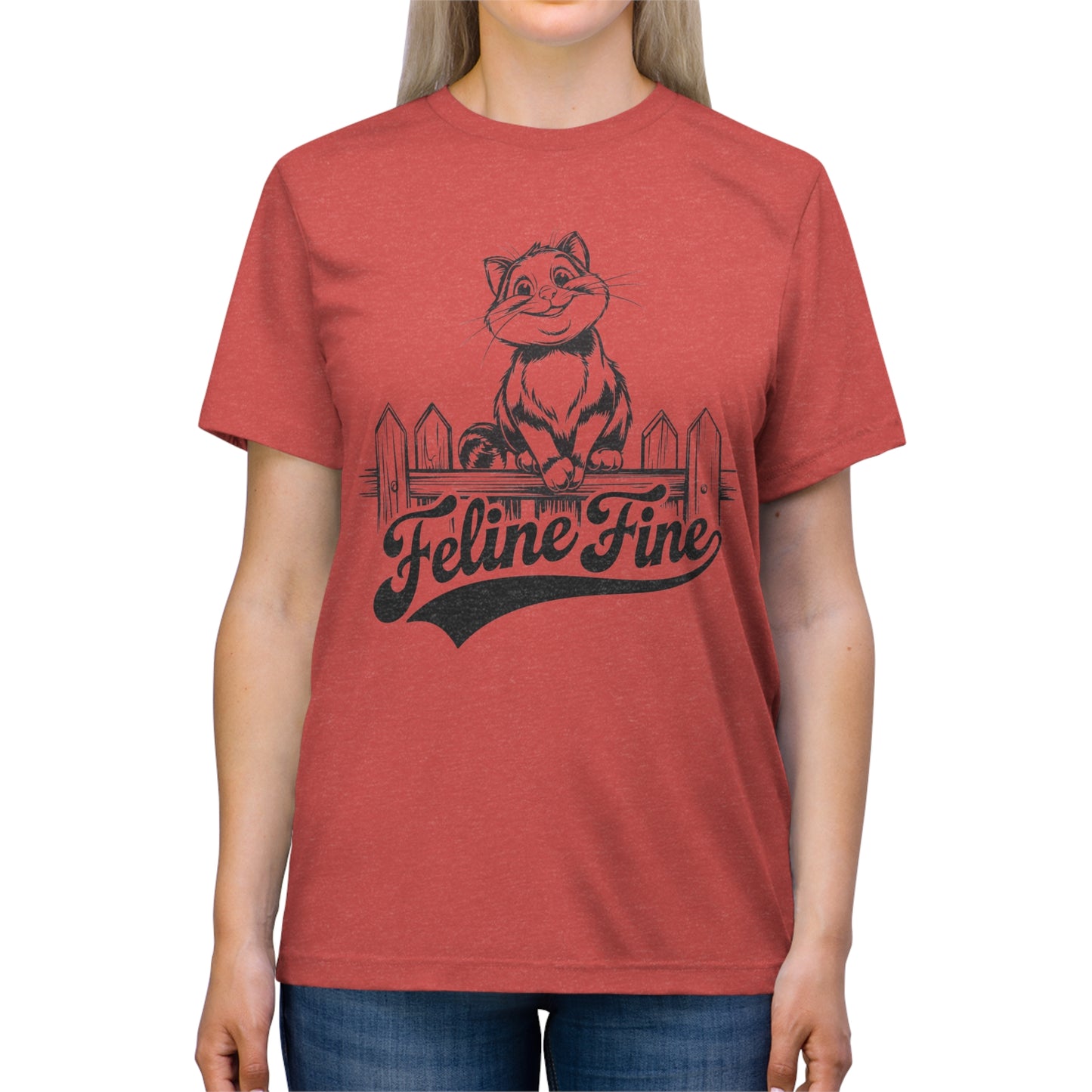Cat Lover T-Shirt, Feline Fine Tee, Smiling Cat Shirt, Unisex Graphic Tee, Animal Lover Shirt