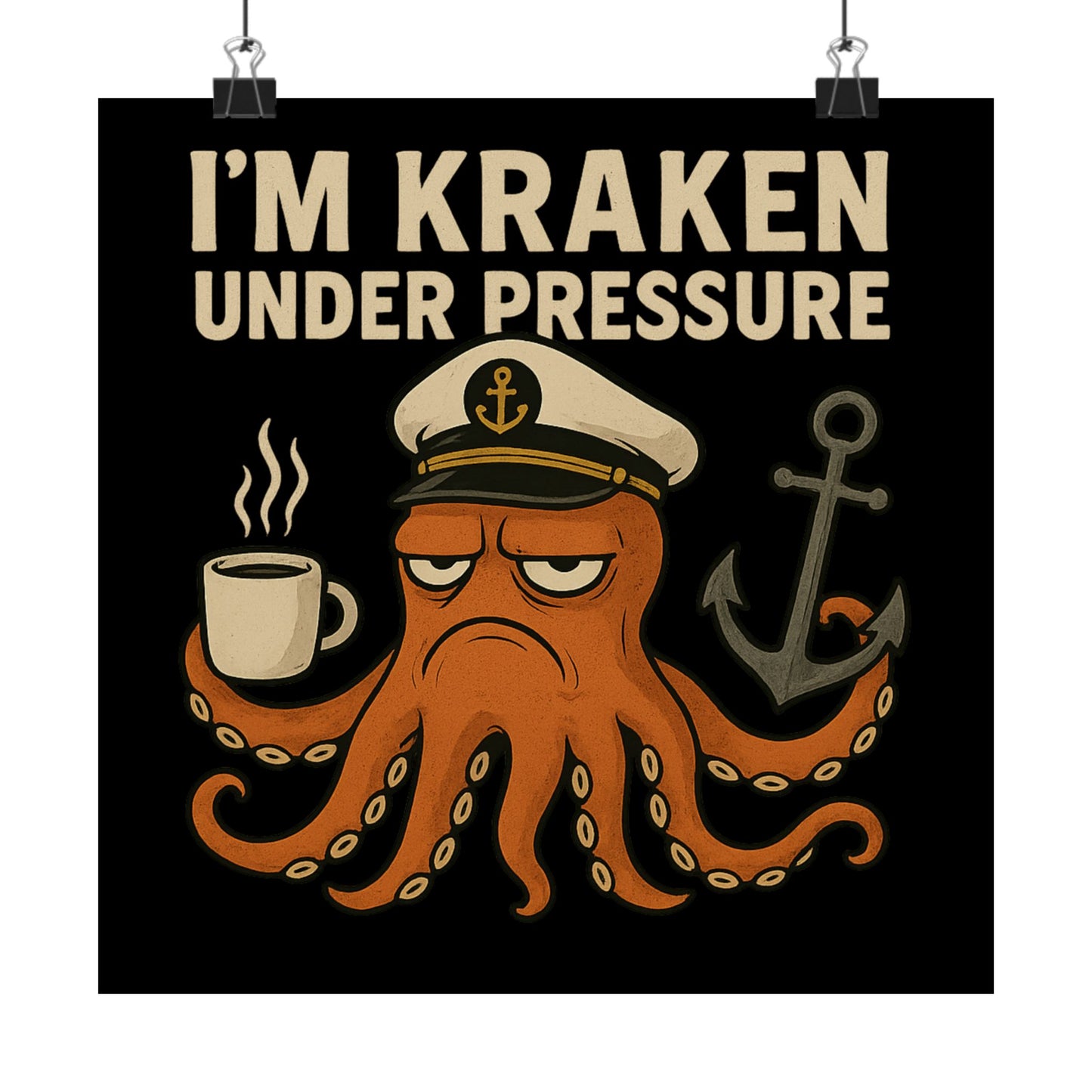 Vertical Poster with Stressed Octopus Design Nautical Decor Ocean Themed Poster Modern Home Decor Funny Poster