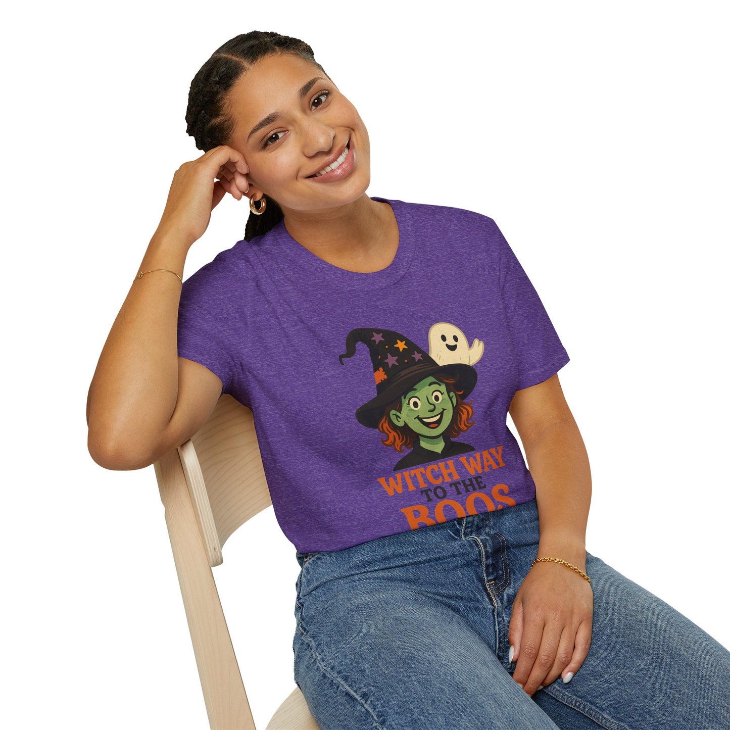 Witch Way to the Boos Halloween Shirt | Cute Witch and Ghost T-Shirt | Spooky Season Graphic Tee | Funny Halloween Costume Top