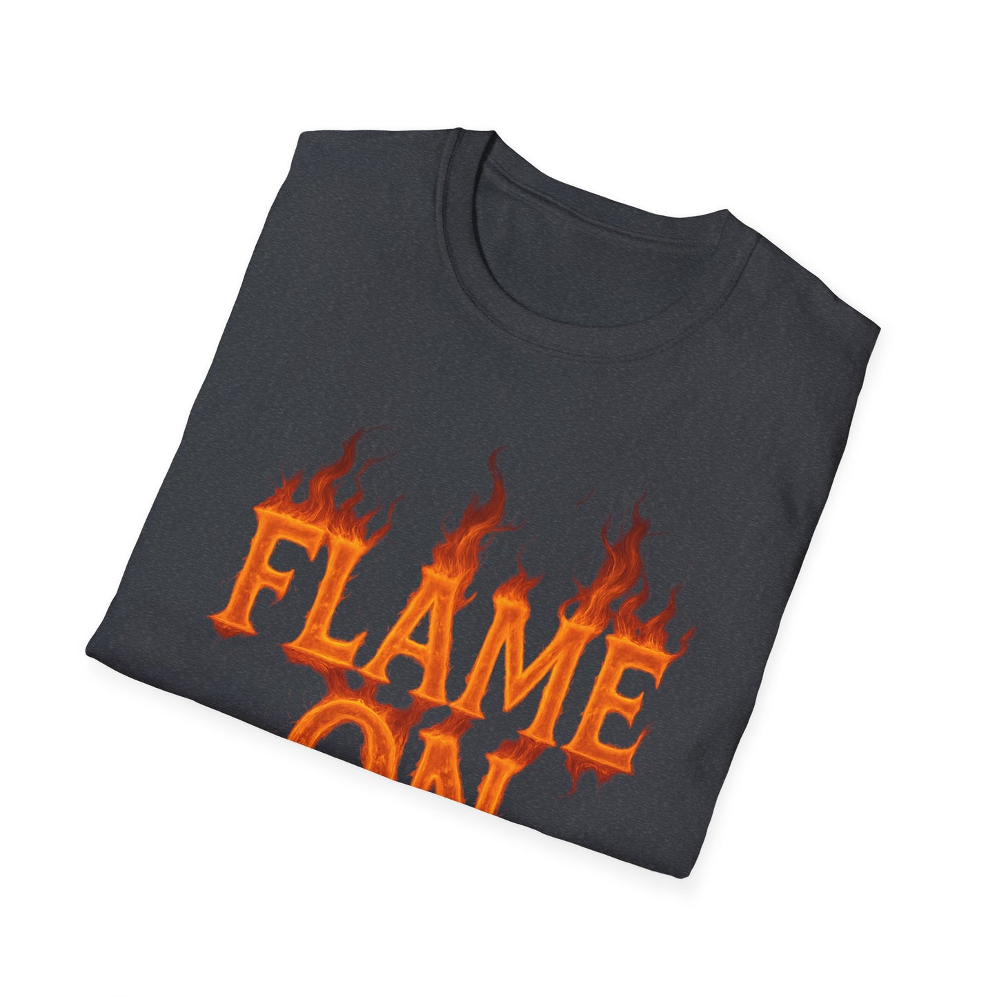 Flame On Fire Typography Shirt - Superhero Fan Gift, Personalized Fiery Slogan Tee, Comic Style Flame Letter T-Shirt, Flame Lover Shirt