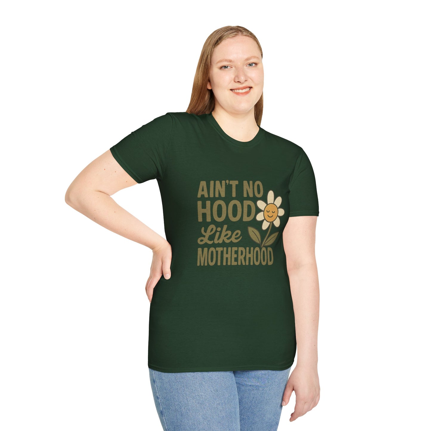 Ain't No Hood Like Motherhood T-Shirt - Unisex Softstyle Tee for Moms Mother's Day Gift