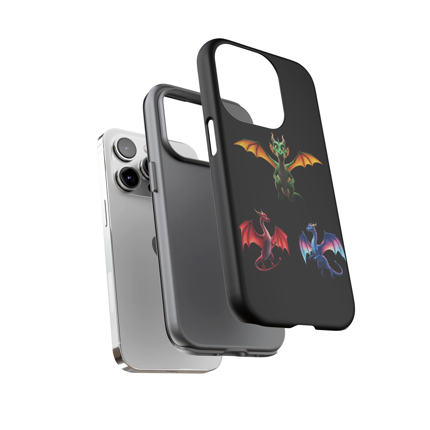 Vibrant Fantasy Dragon iPhone Case - Tough Armor Cover for iPhone 15/14/13 - Colorful Mythical Wings Gift for Dragon Lovers