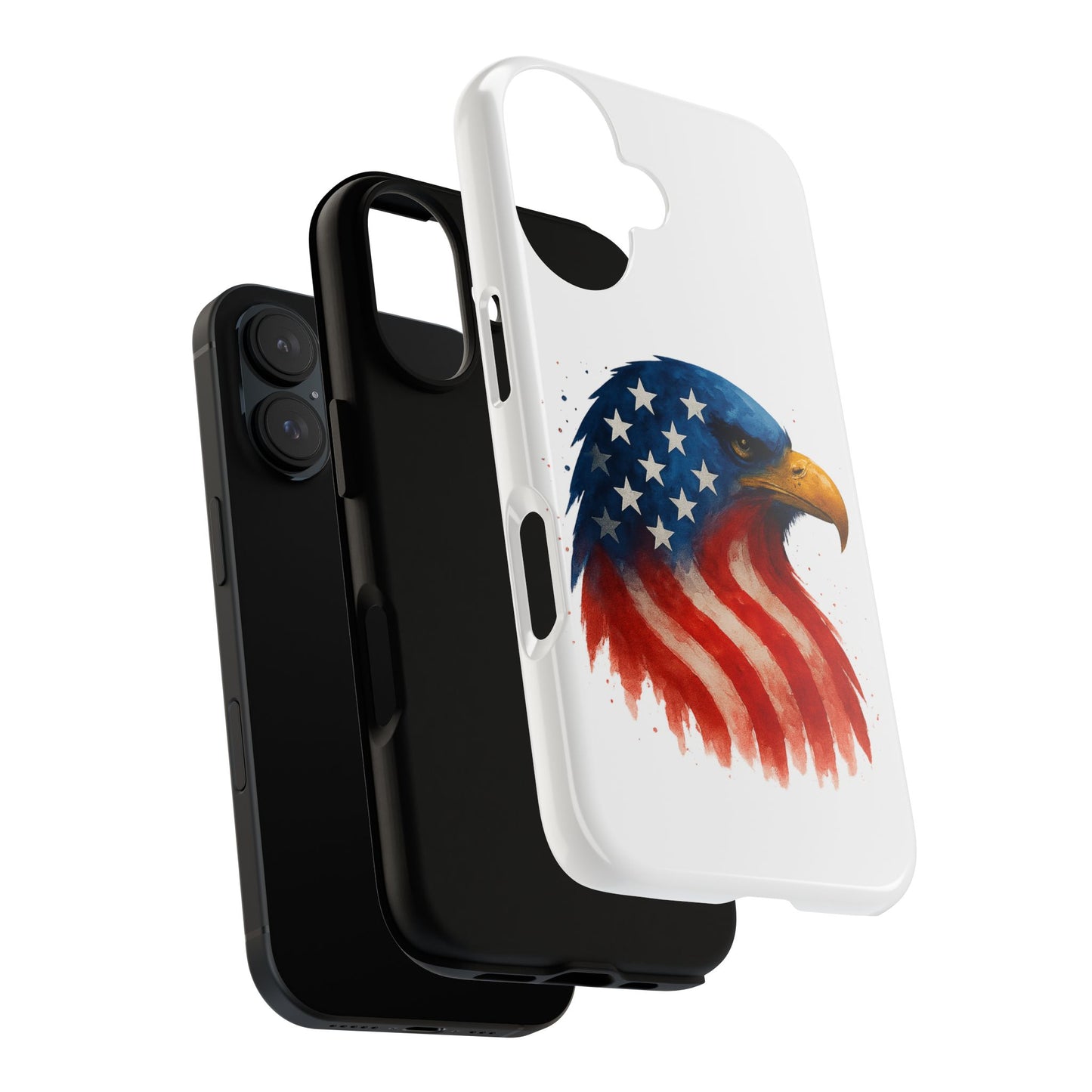 Patriotic Eagle iPhone Case - USA Flag Tough Cover, Dual-Layer Rugged Protection, 4th of July and Veteran Gift