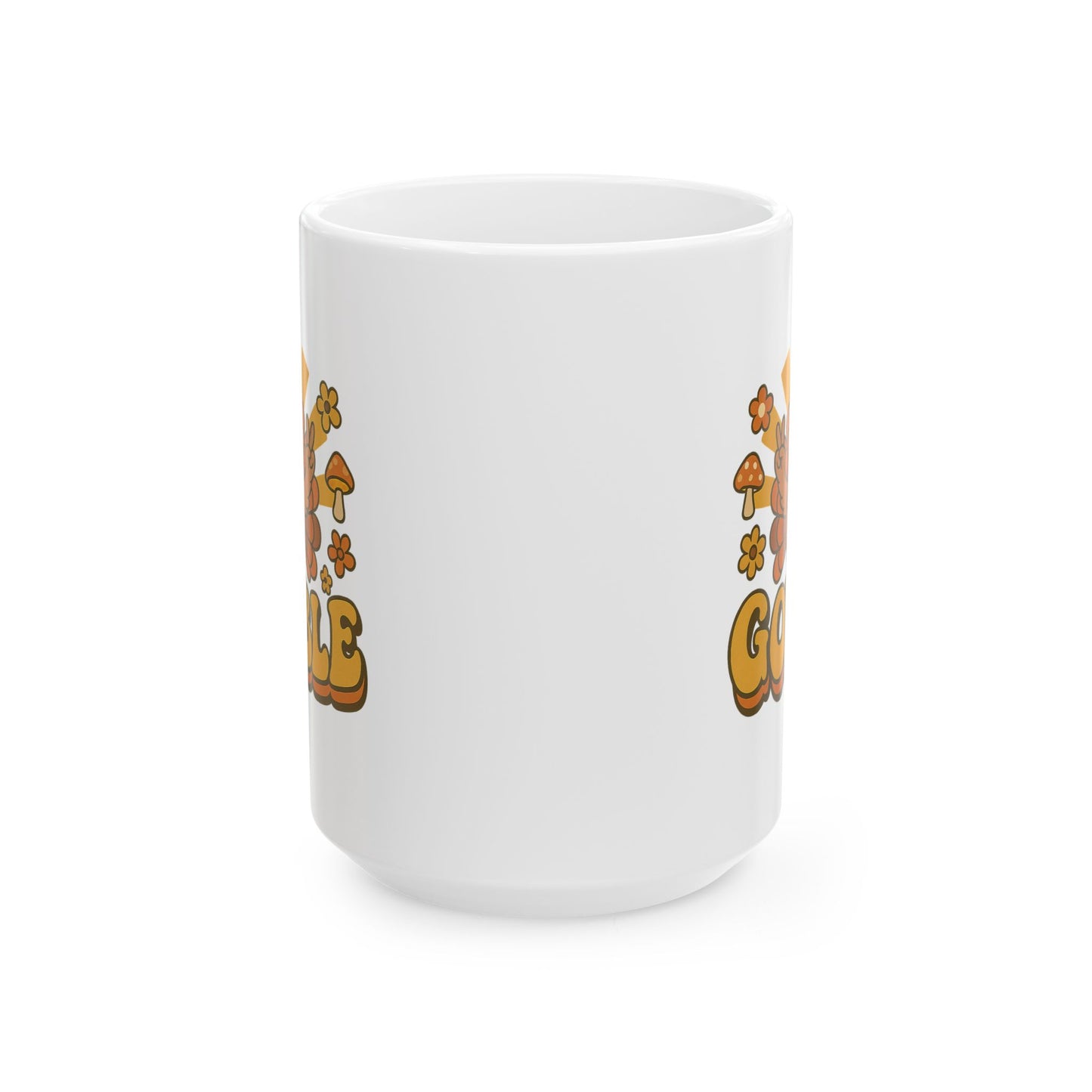 Retro Gobble Thanksgiving Mug, Cute Turkey Coffee Cup With 70s Fall Design, Funny Autumn Ceramic Mug For Holiday Decor And Festive Gifts