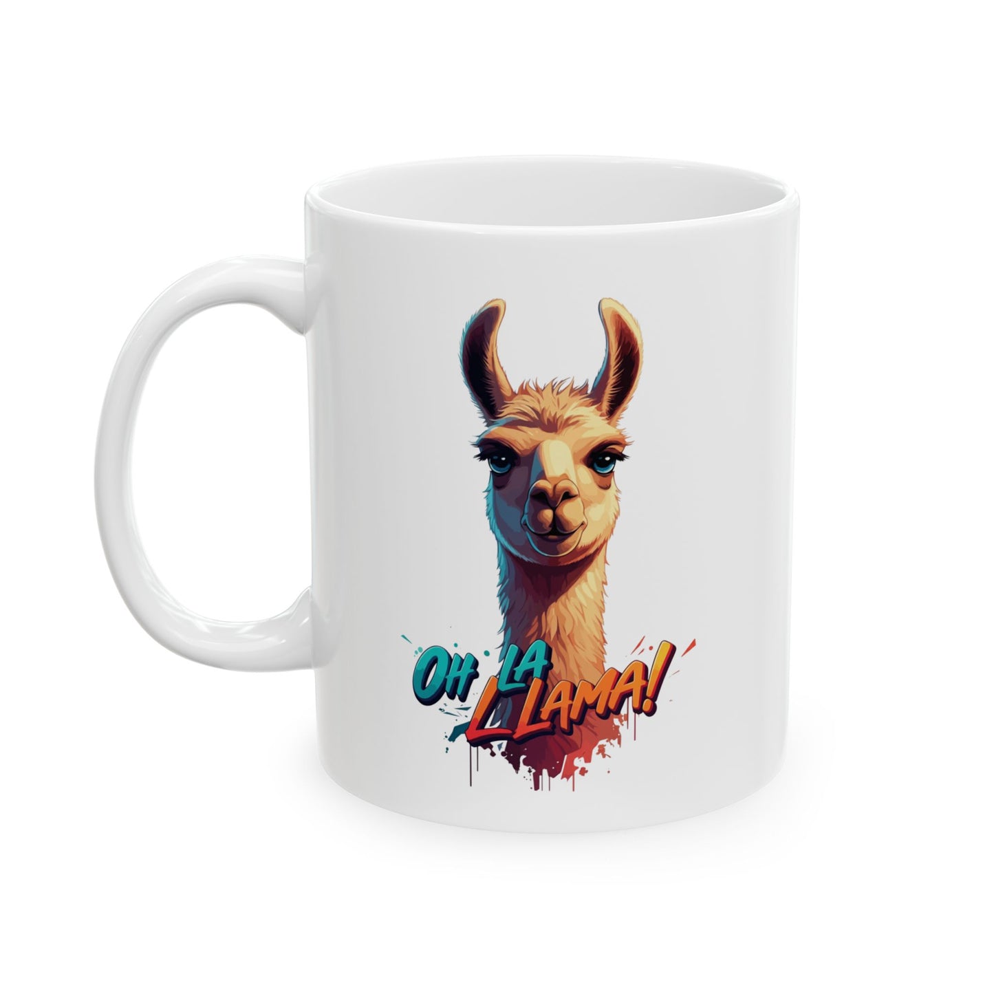 Oh La Llama Mug – Cute Llama Coffee Cup 11 oz & 15 oz Ceramic | Funny Animal Gift For Llama Lover Kitchen Decor