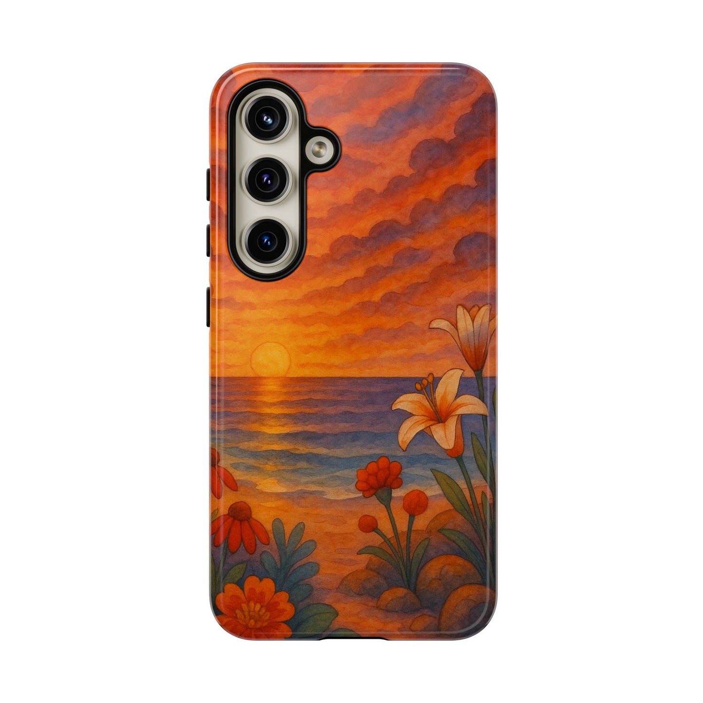 Samsung Case - Floral Ocean Sunset Watercolor Nautical Phone Case Beach Samsung Case Ocean Sunset Theme