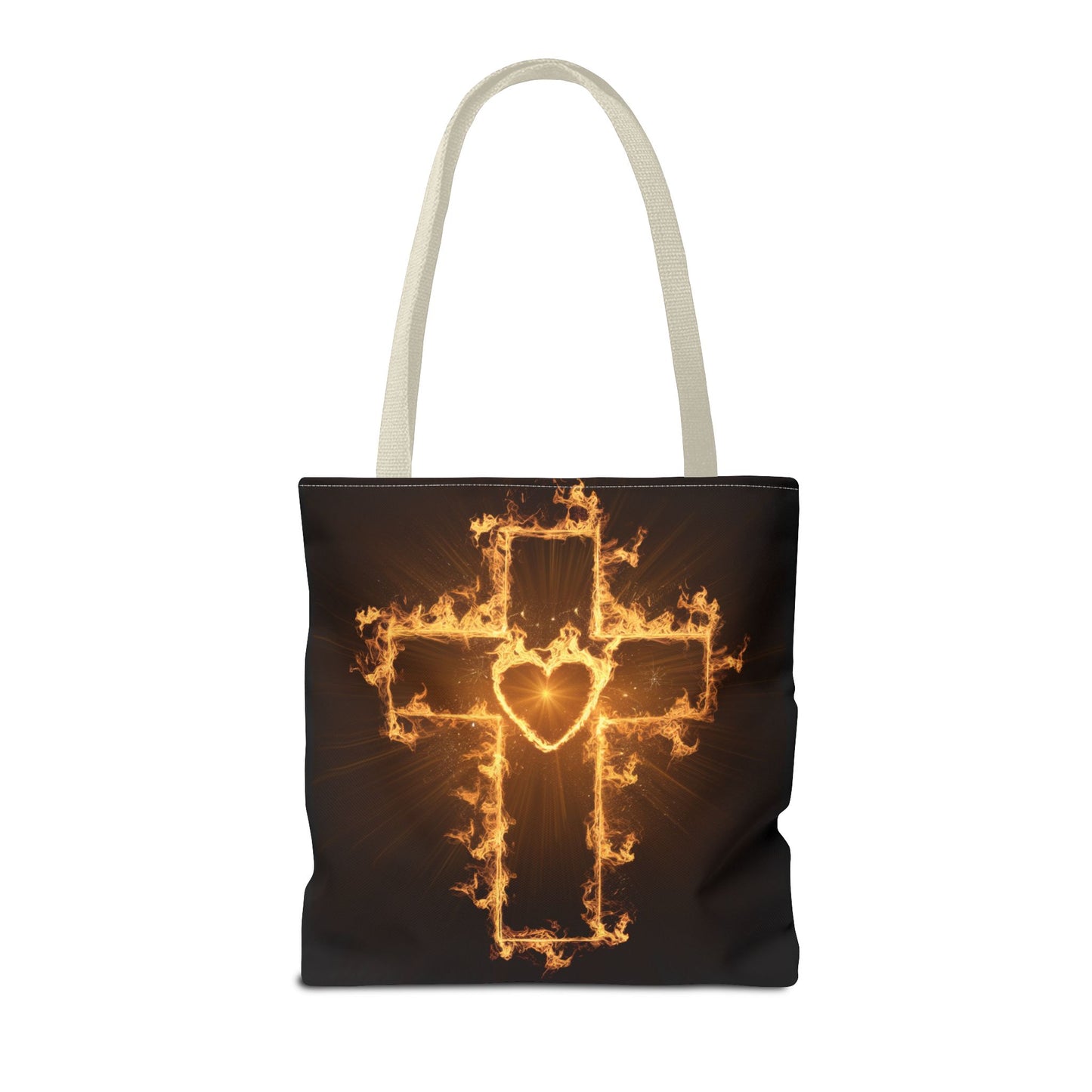 Stylish Flame Cross Tote Bag - Faith-Inspired Fashion