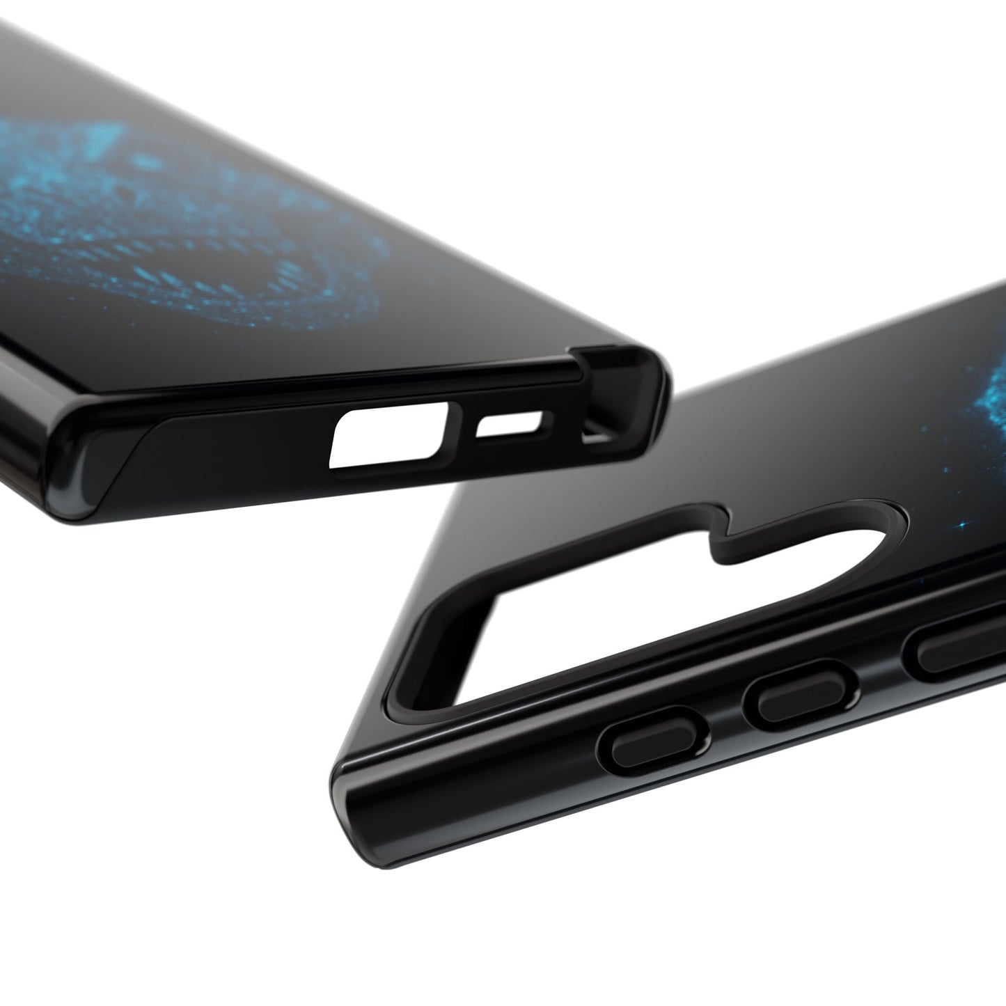 Bioluminescent T-Rex Samsung Case - Galaxy Tough Dual-Layer Cover, Cosmic Dino Particle Design, S25 S24 S23 Gift