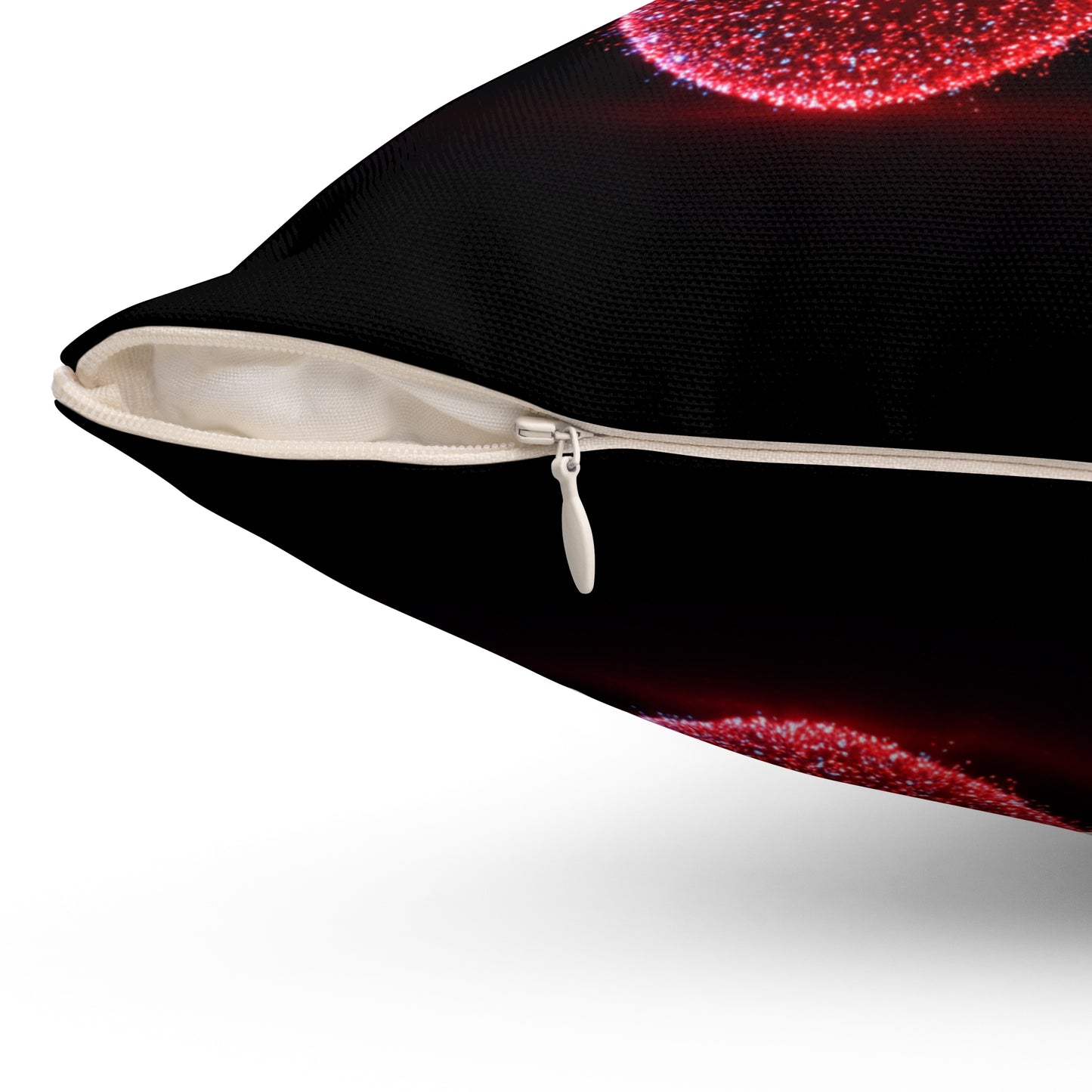 Square Pillow with Bioluminescent Cherries
