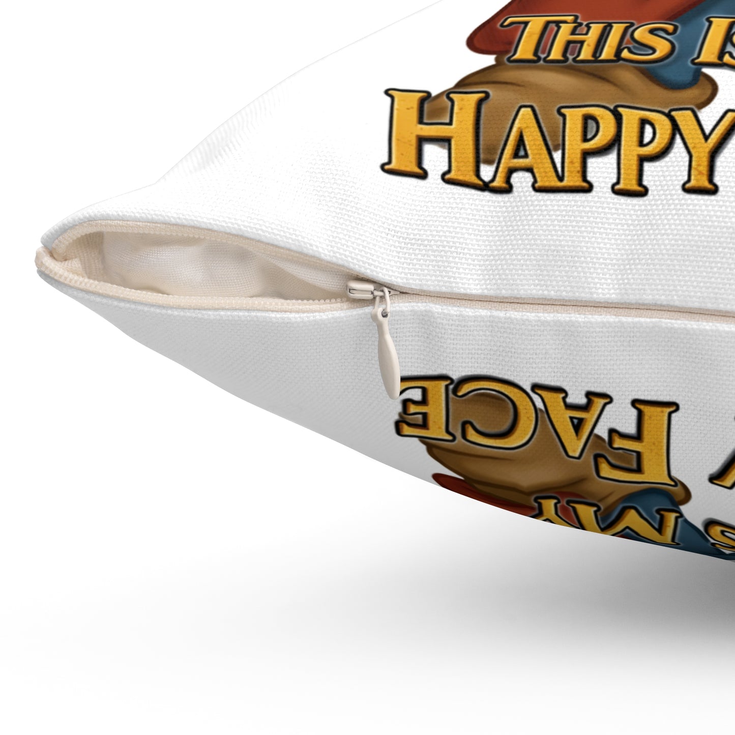 Funny Gnome 'This Is My Happy Face' Pillow - Perfect Home Decor for Gnome Lovers