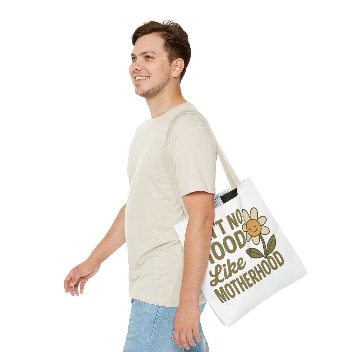 Motherhood Tote Bag with Flower Design Mother's Day Bag Tote for Mom Reusable Shopping Bag