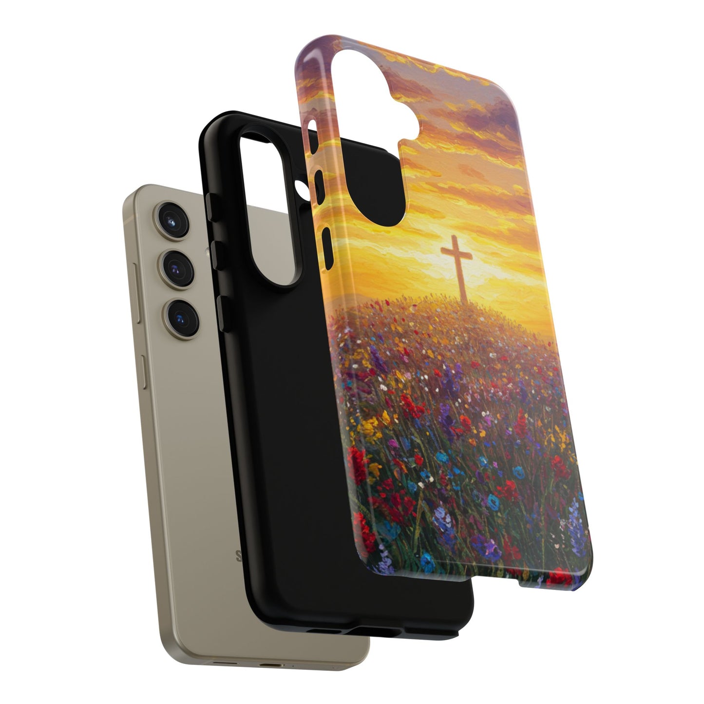 Samsung Phone Case - Monet Style Cross Christian Phone Case Spiritual Case Inspirational Samsung Case