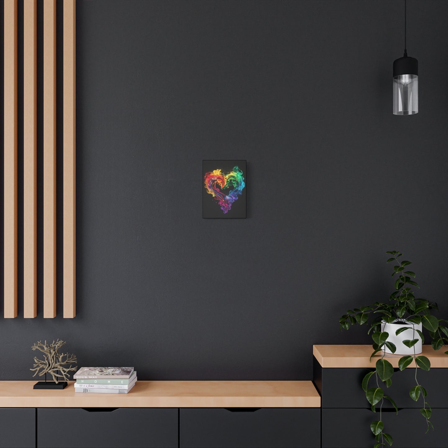 Canvas Art Print - Colorful Smoke Heart Design