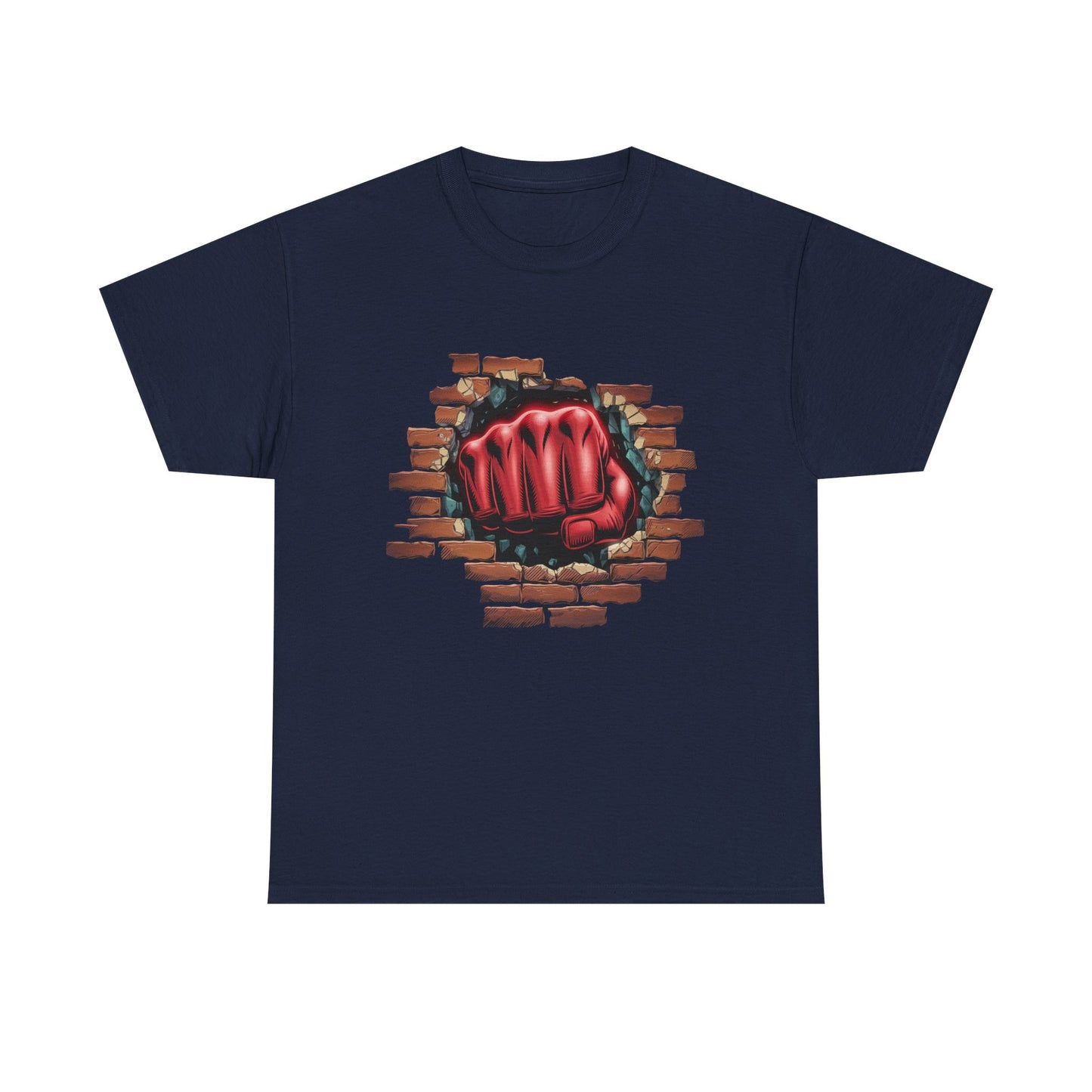 Impact Fist Graphic T-Shirt – Punch Through Brick Wall Design | Bold Streetwear Tee for Fighters, Gym & Edge-Lovers