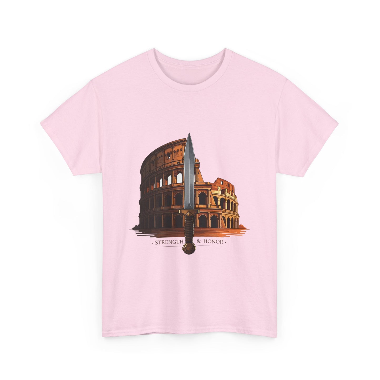 Strength & Honor Gladiator Shirt – Roman Colosseum Sword Graphic Tee – Ancient Rome History T-Shirt for Gladiator & Travel Fans